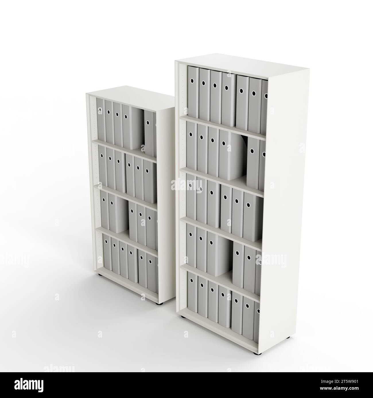 A 3D illustration of a metal filing cabinets on a white background ...