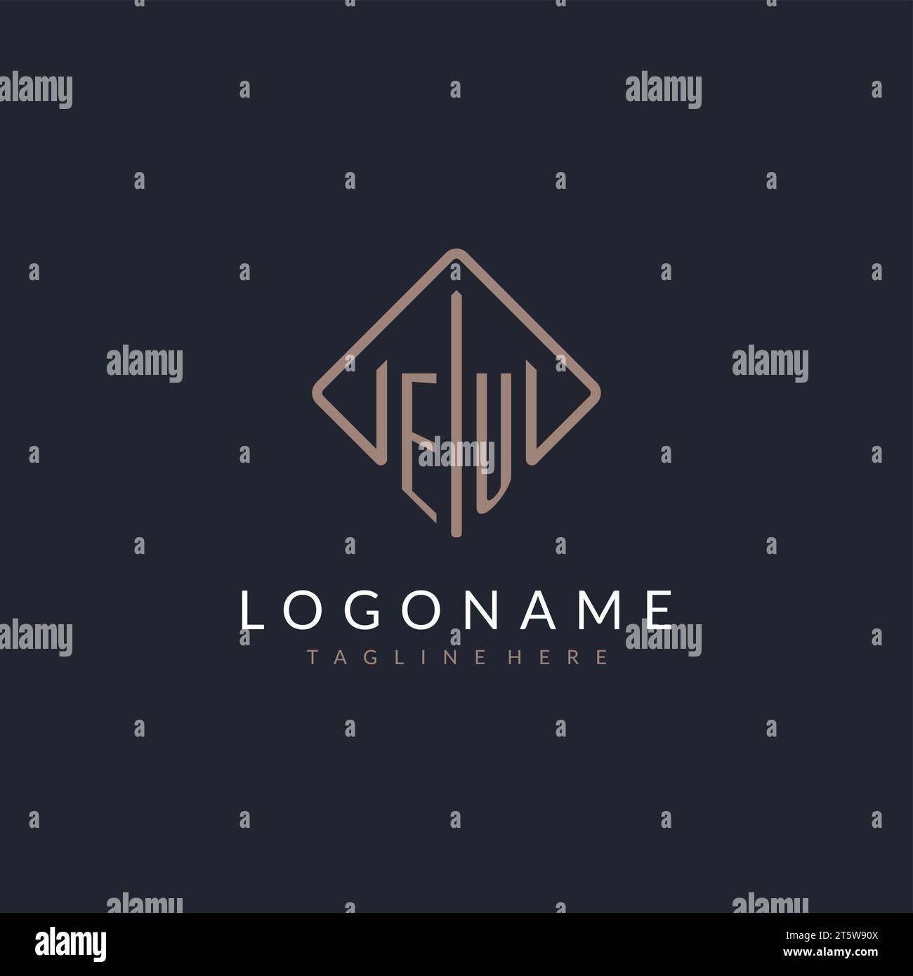 EU initial logo with curved rectangle style design ideas Stock Vector
