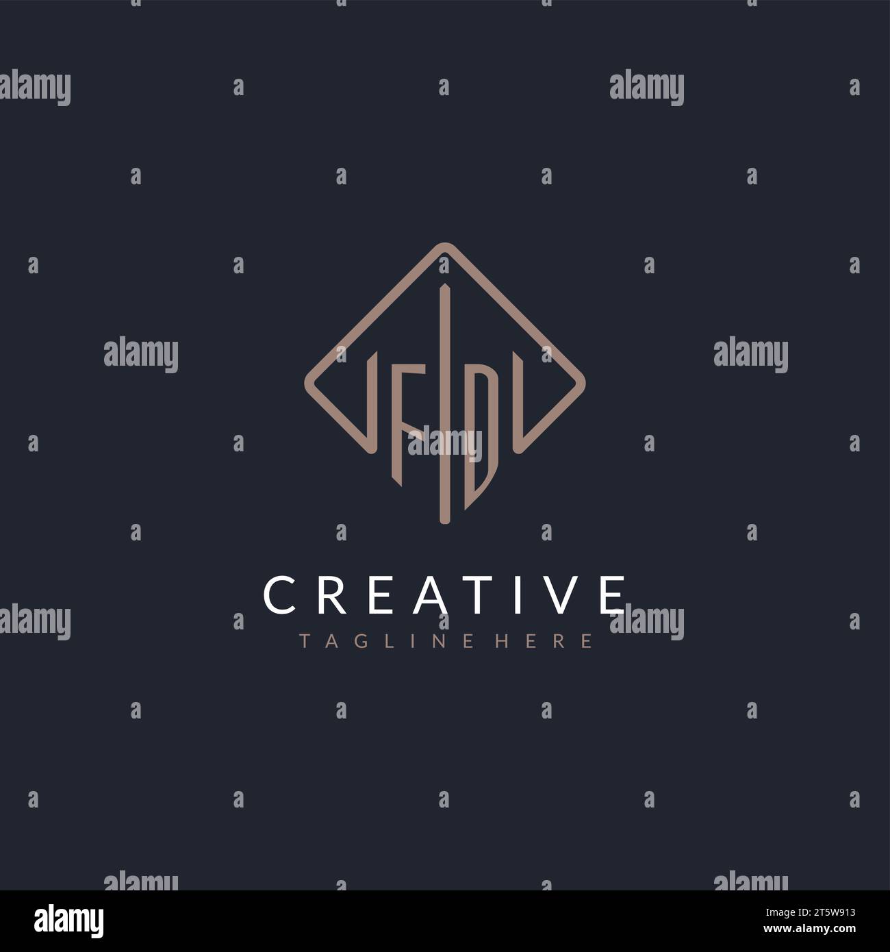 FD initial logo with curved rectangle style design ideas Stock Vector