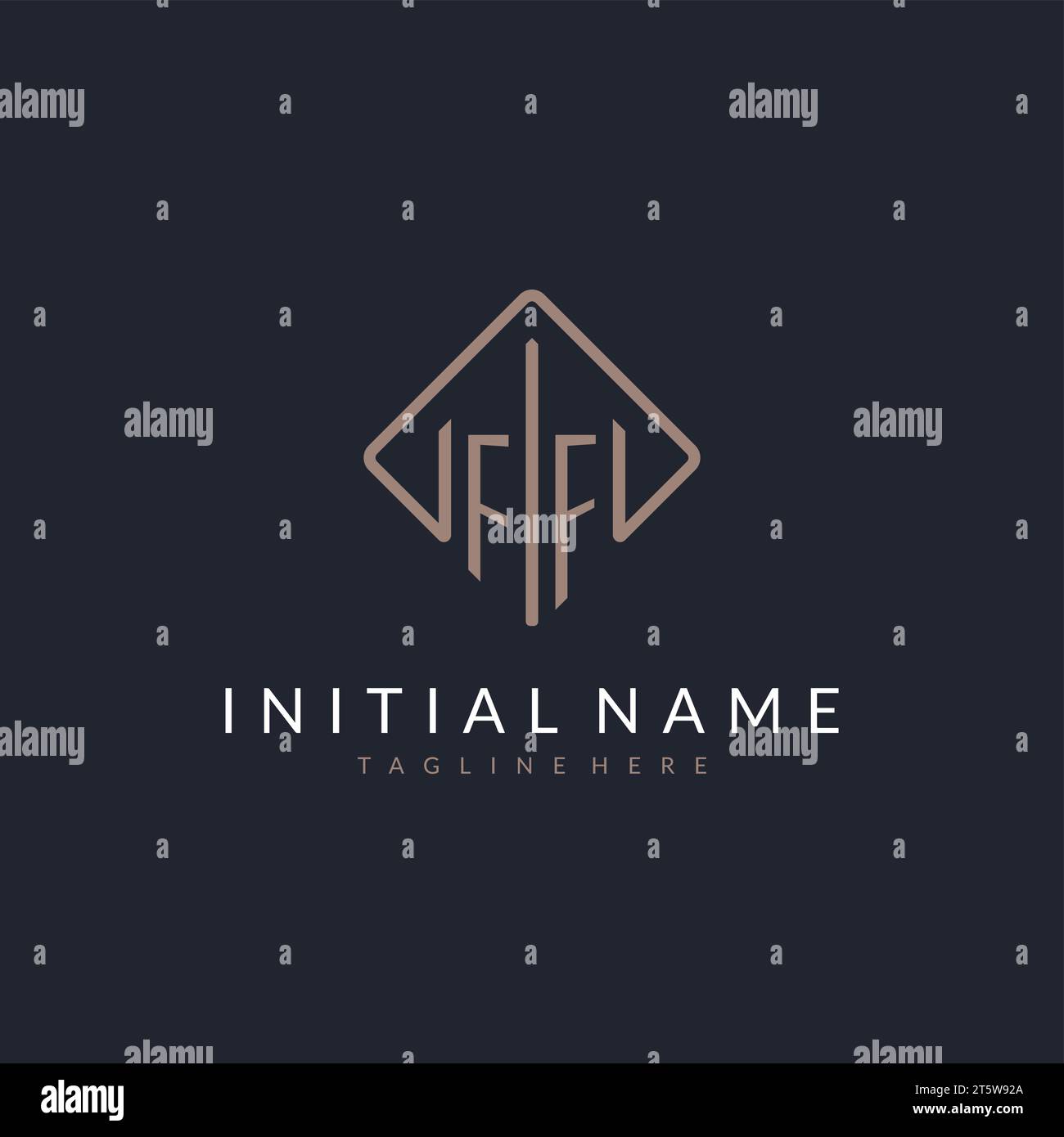 FF initial logo with curved rectangle style design ideas Stock Vector