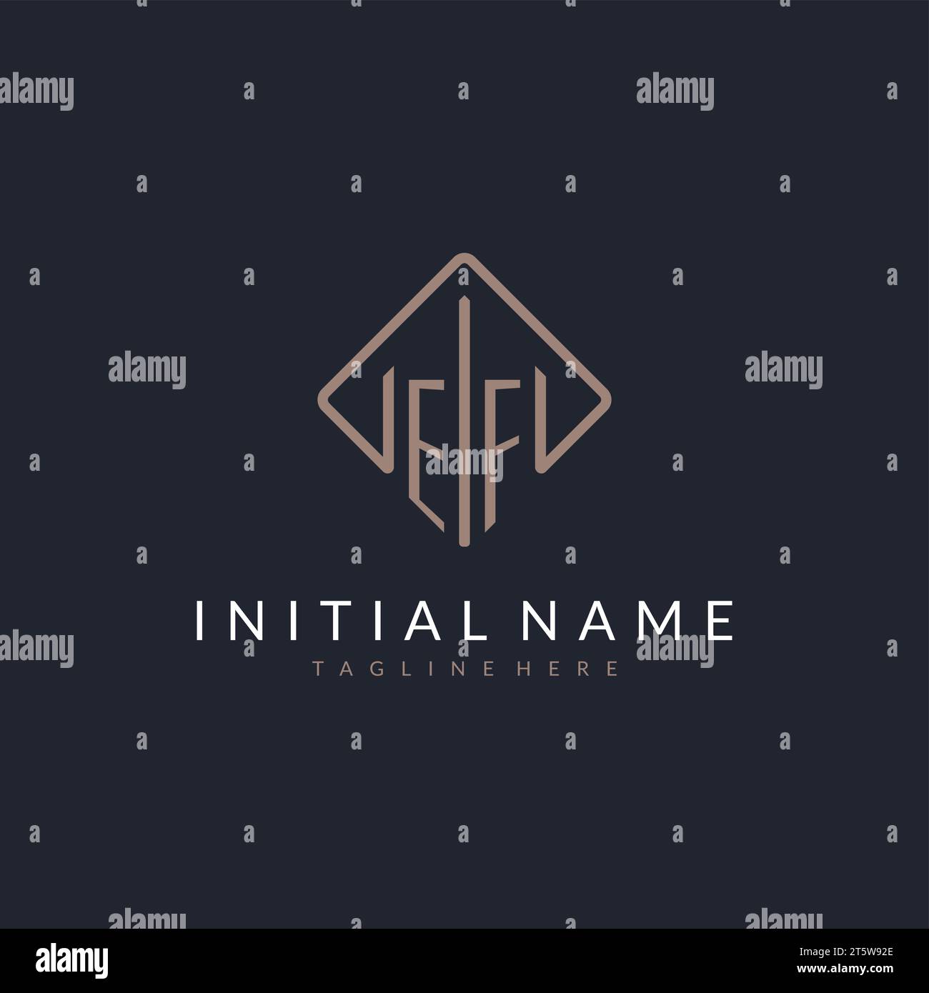 EF initial logo with curved rectangle style design ideas Stock Vector