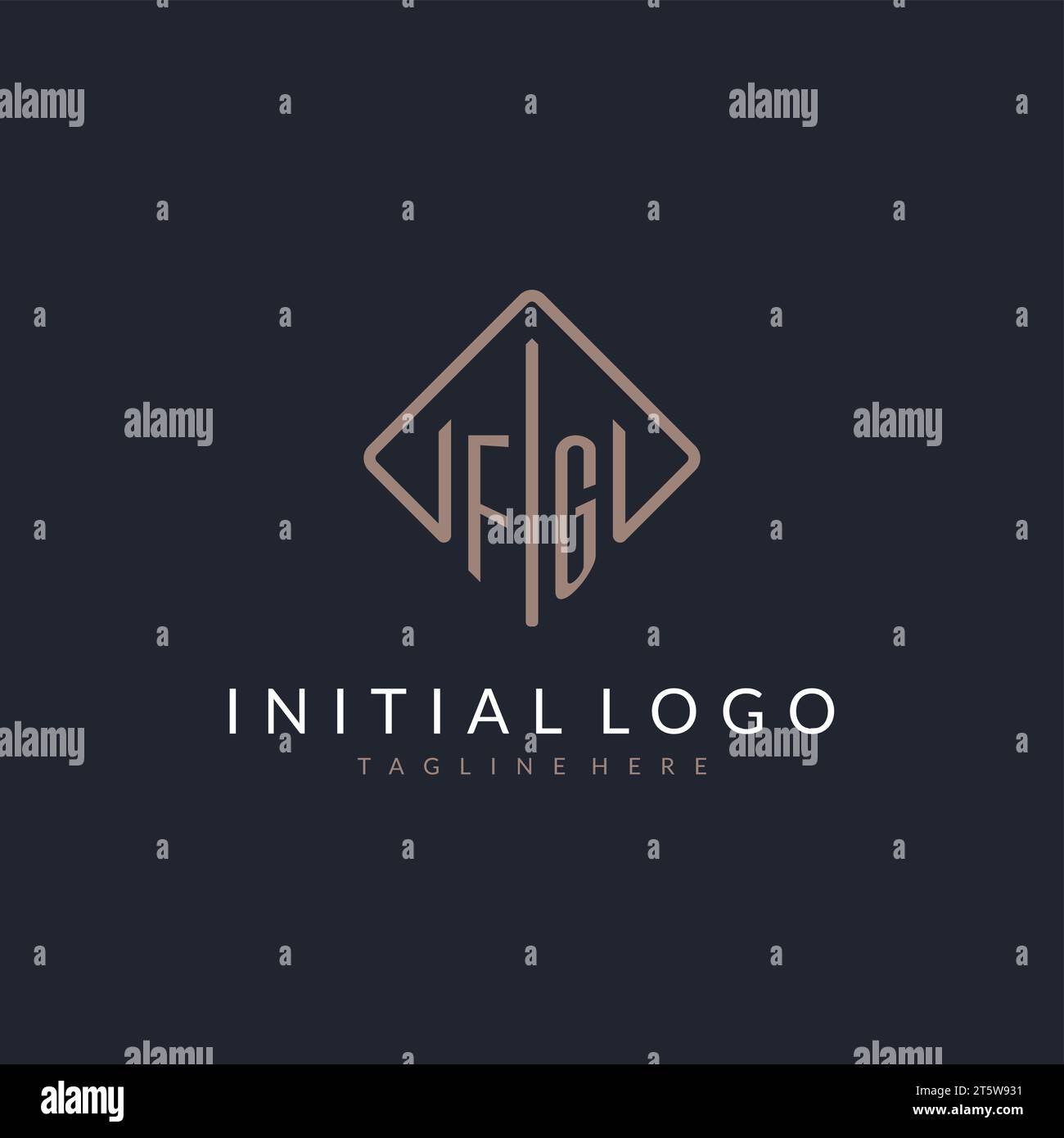 FG initial logo with curved rectangle style design ideas Stock Vector
