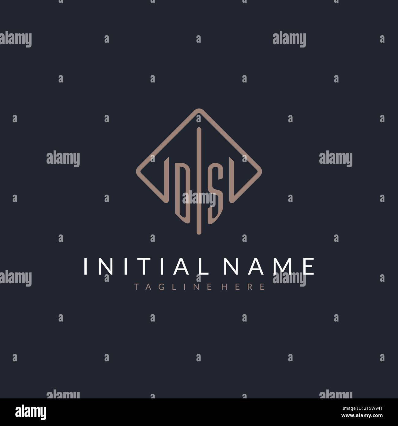 DS initial logo with curved rectangle style design ideas Stock Vector