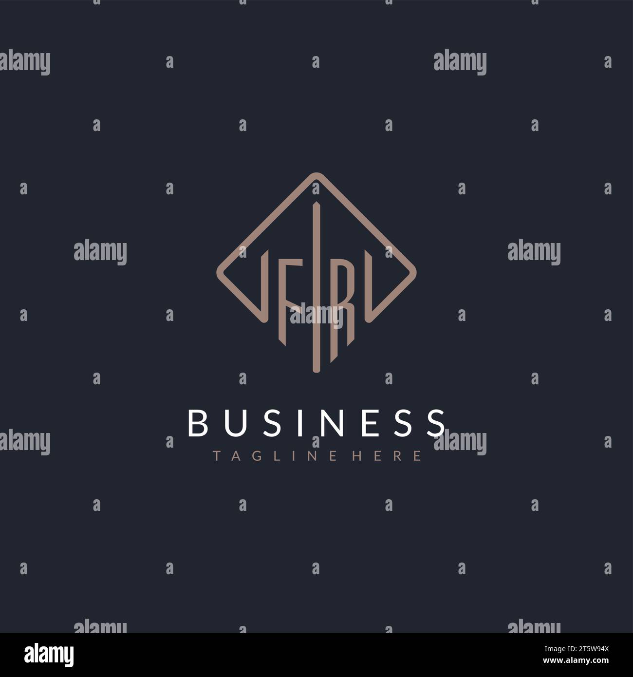 FR initial logo with curved rectangle style design ideas Stock Vector