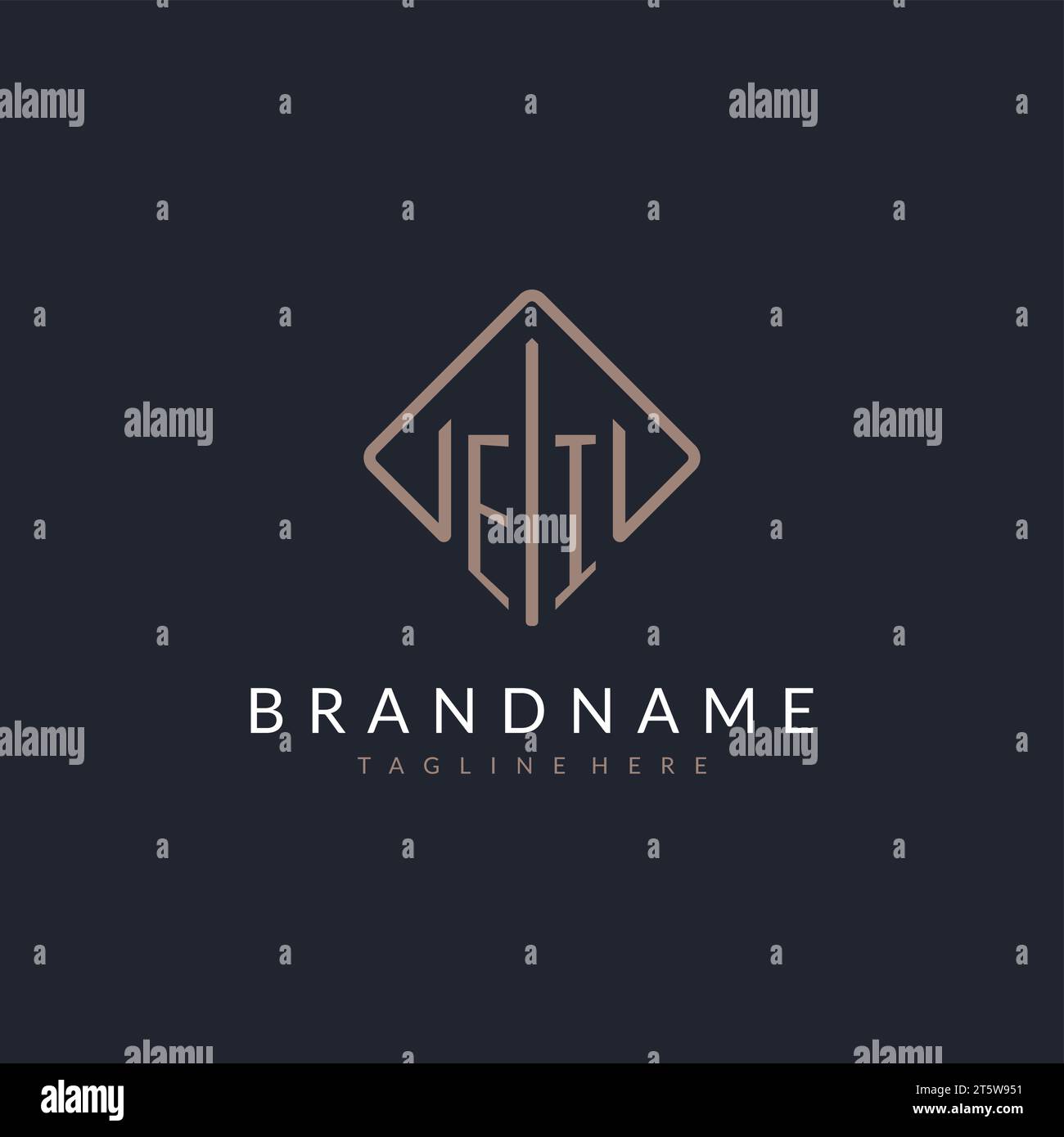 EI initial logo with curved rectangle style design ideas Stock Vector