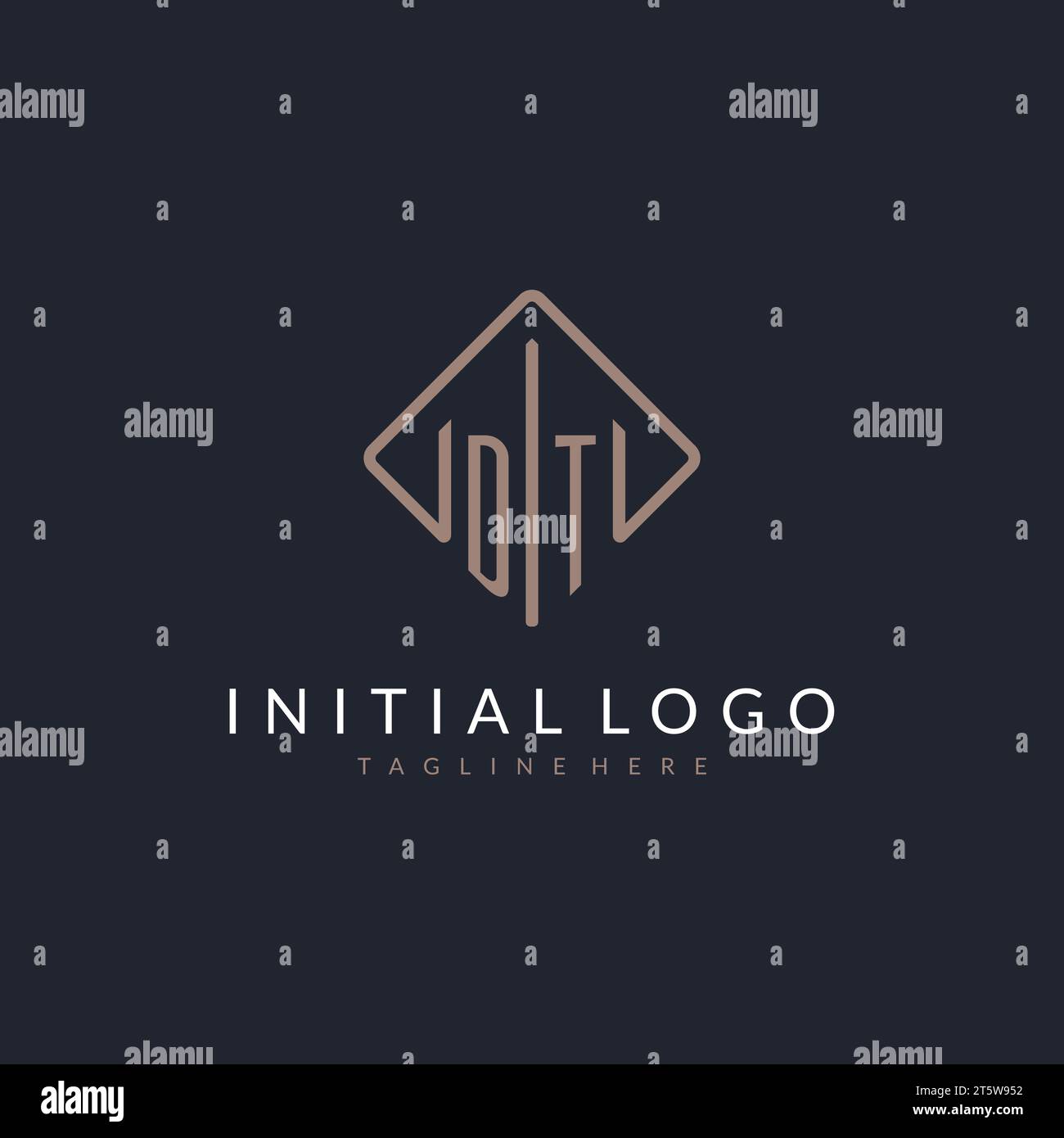 DT initial logo with curved rectangle style design ideas Stock Vector