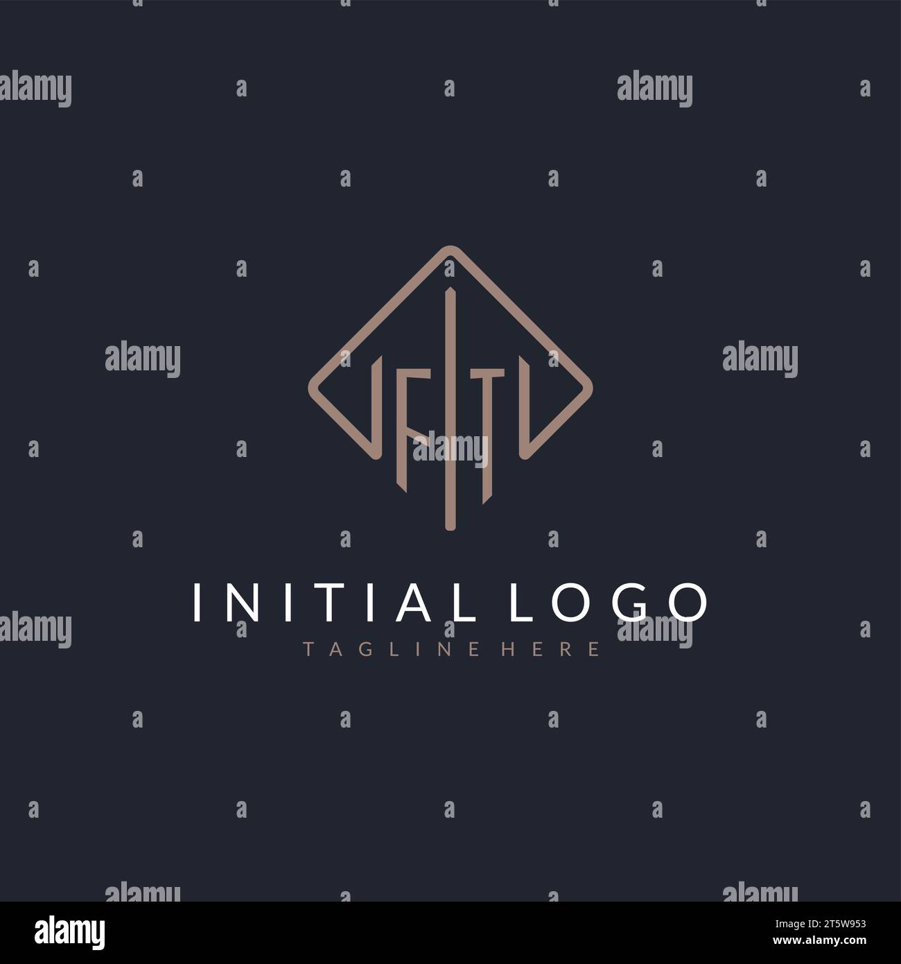FT initial logo with curved rectangle style design ideas Stock Vector