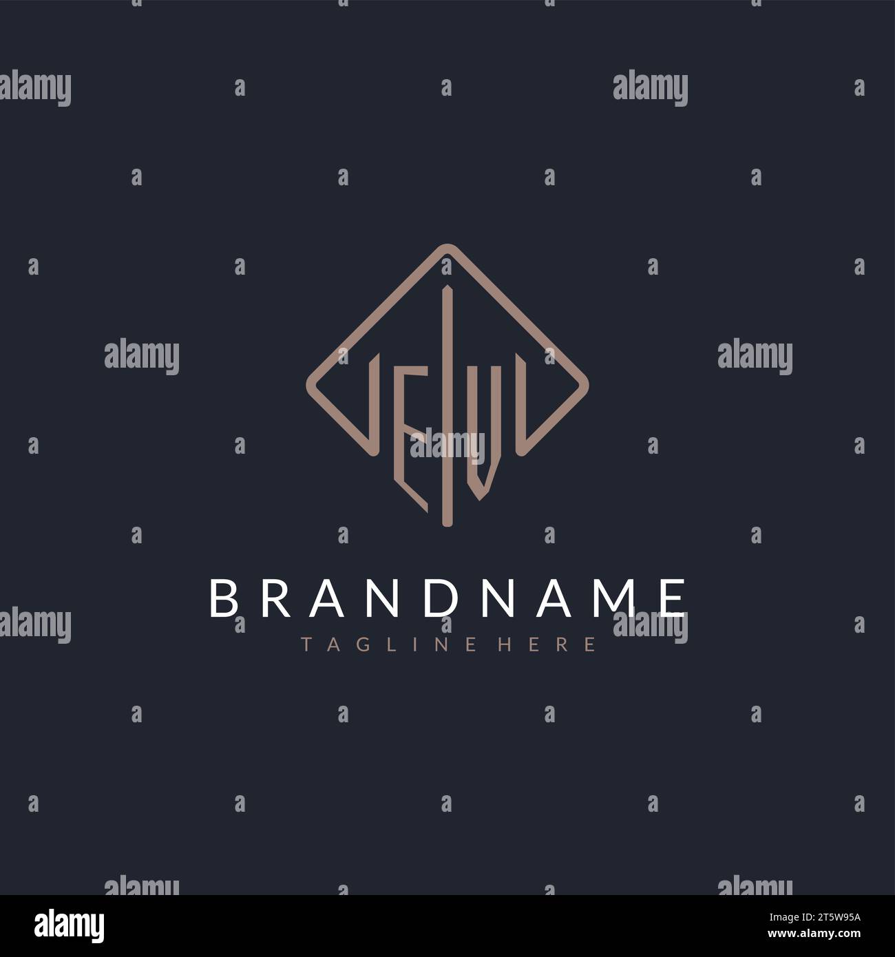 EV initial logo with curved rectangle style design ideas Stock Vector