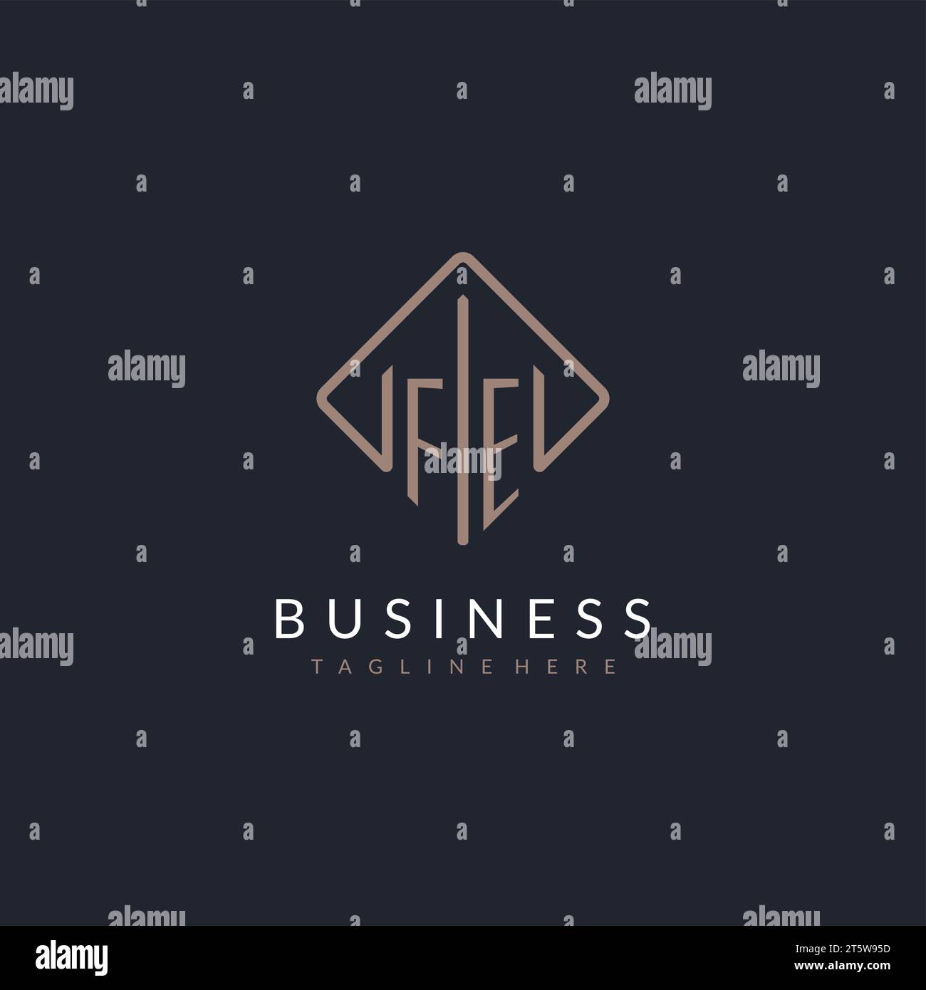 FE initial logo with curved rectangle style design ideas Stock Vector