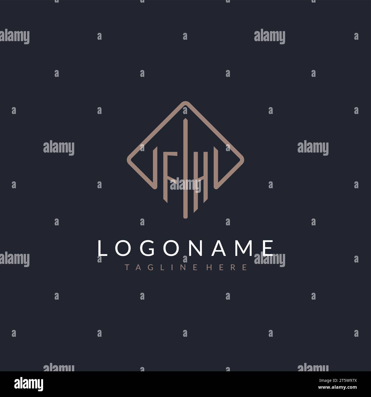 FH initial logo with curved rectangle style design ideas Stock Vector
