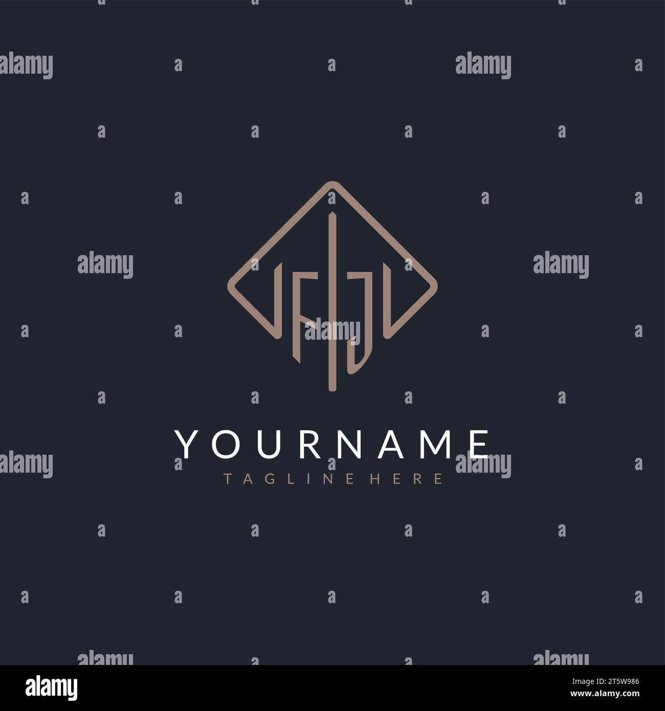FJ initial logo with curved rectangle style design ideas Stock Vector