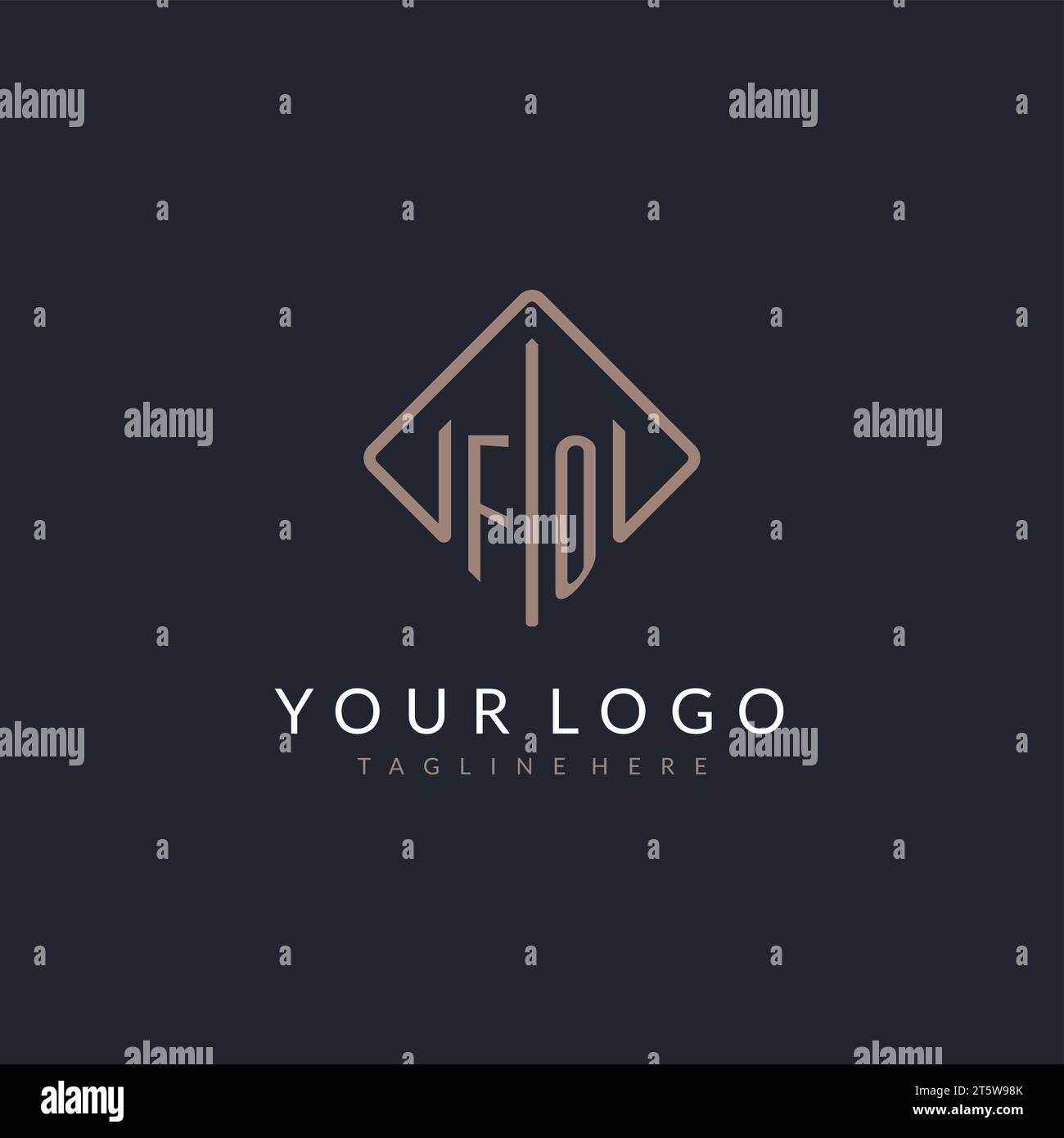 FO initial logo with curved rectangle style design ideas Stock Vector