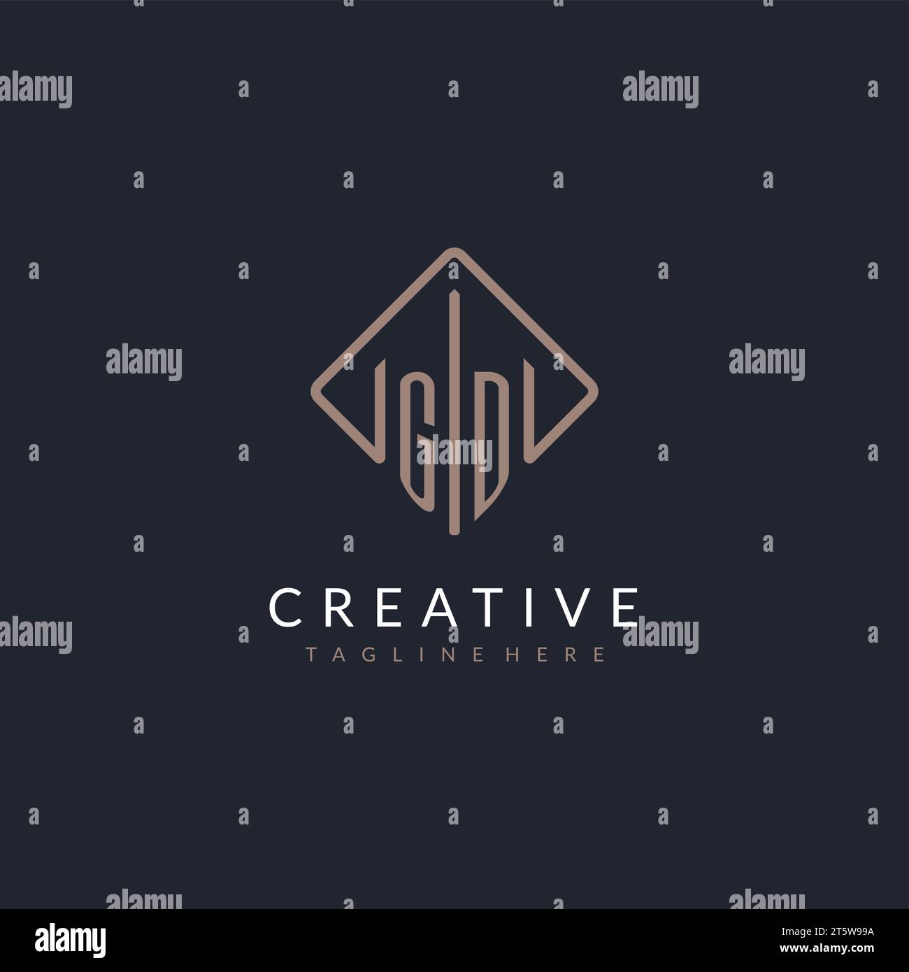 GD initial logo with curved rectangle style design ideas Stock Vector