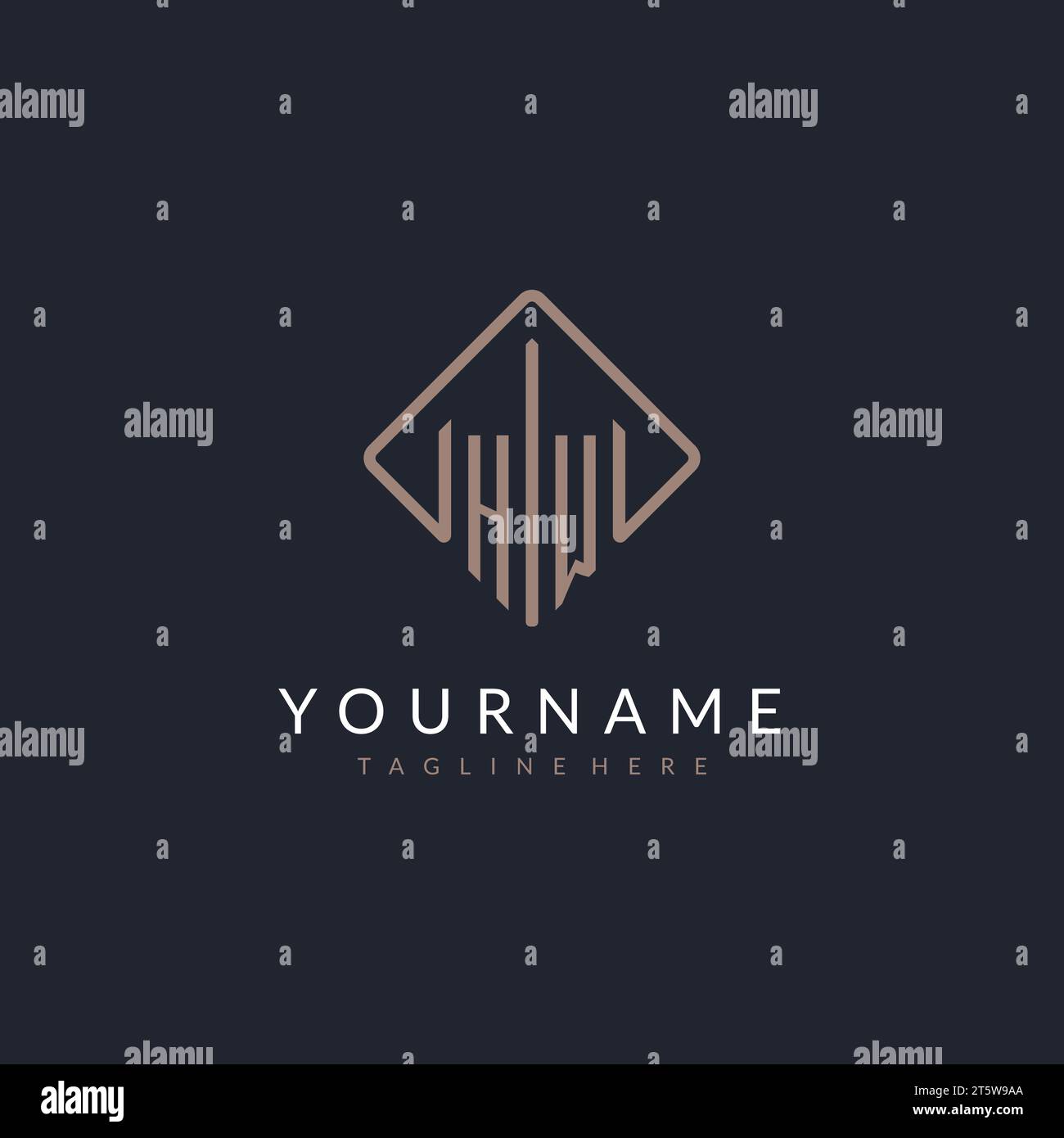 HW initial logo with curved rectangle style design ideas Stock Vector