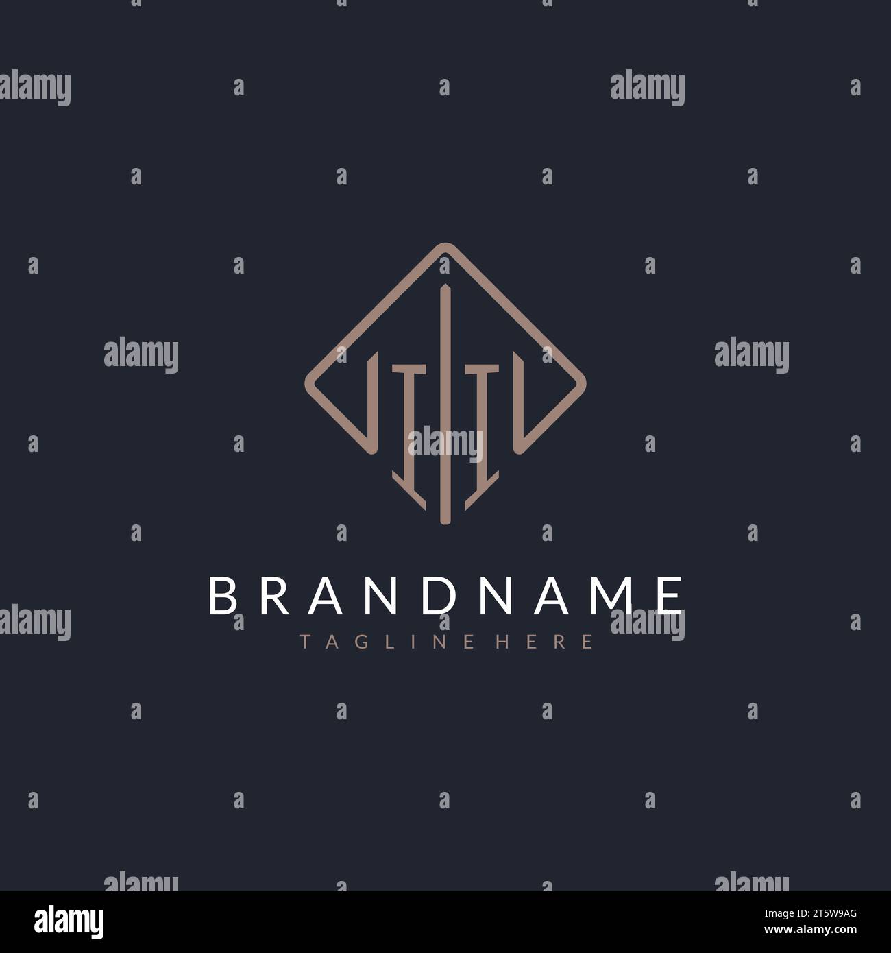 II initial logo with curved rectangle style design ideas Stock Vector