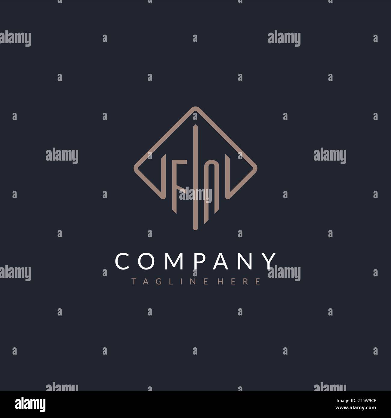 FN initial logo with curved rectangle style design ideas Stock Vector