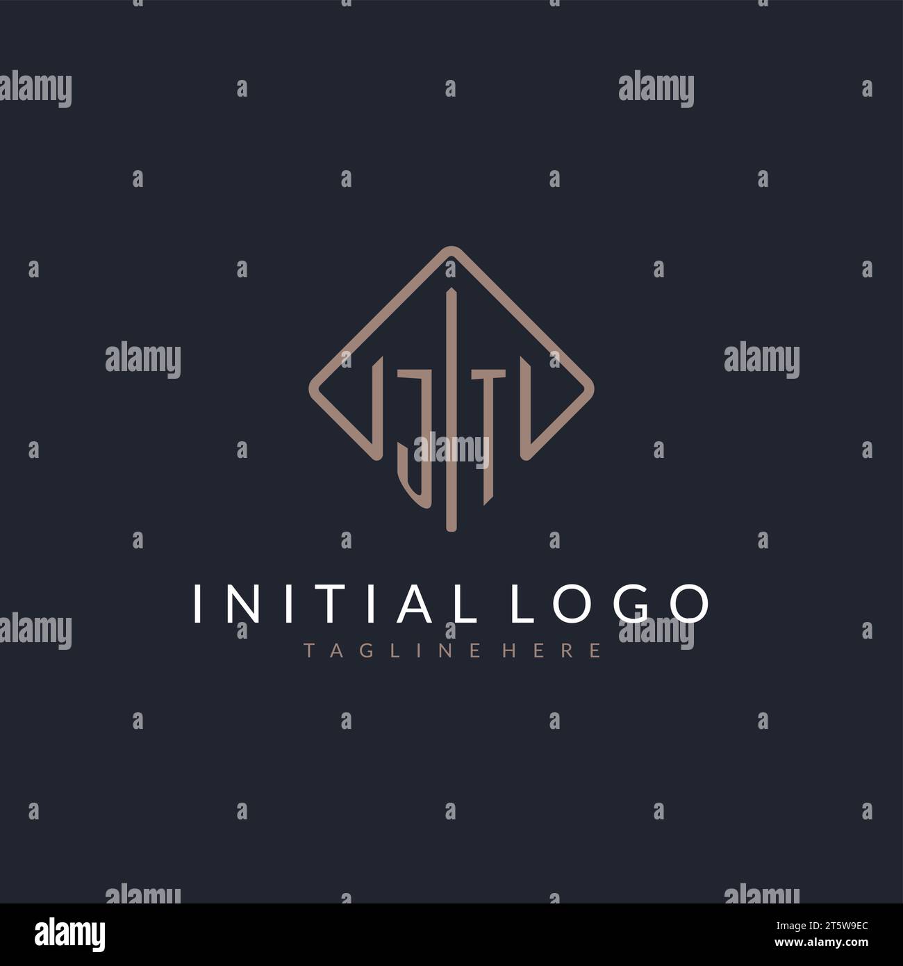 JT initial logo with curved rectangle style design ideas Stock Vector