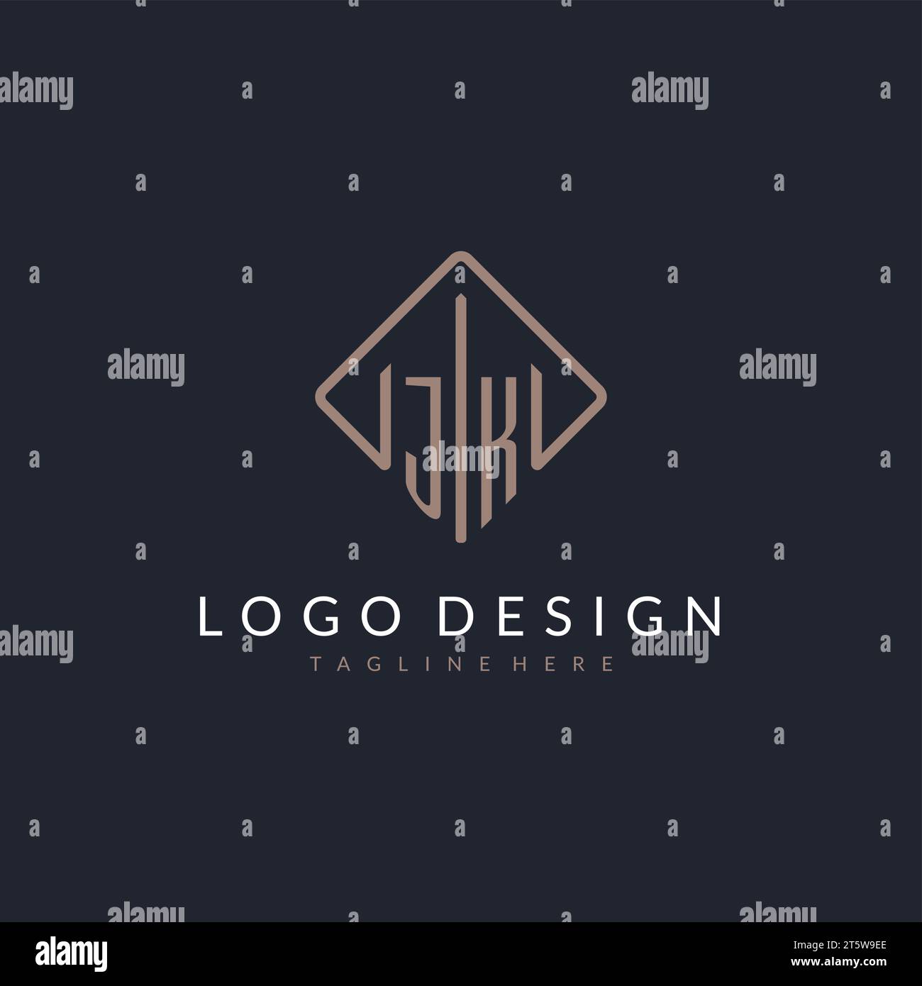 JK initial logo with curved rectangle style design ideas Stock Vector