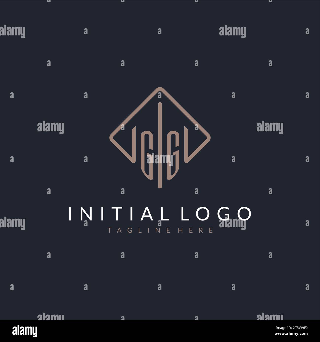 GG initial logo with curved rectangle style design ideas Stock Vector