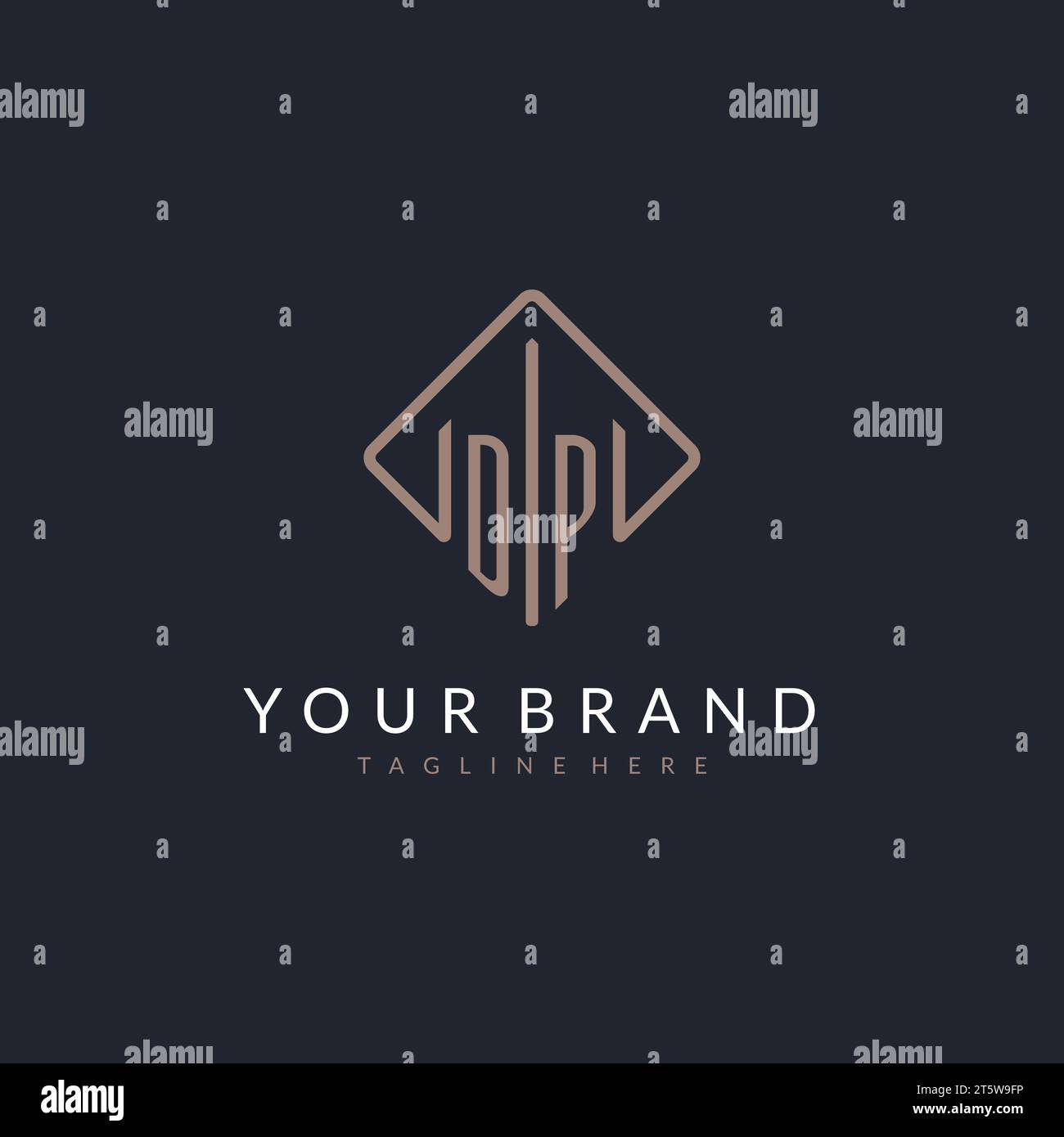 DP initial logo with curved rectangle style design ideas Stock Vector