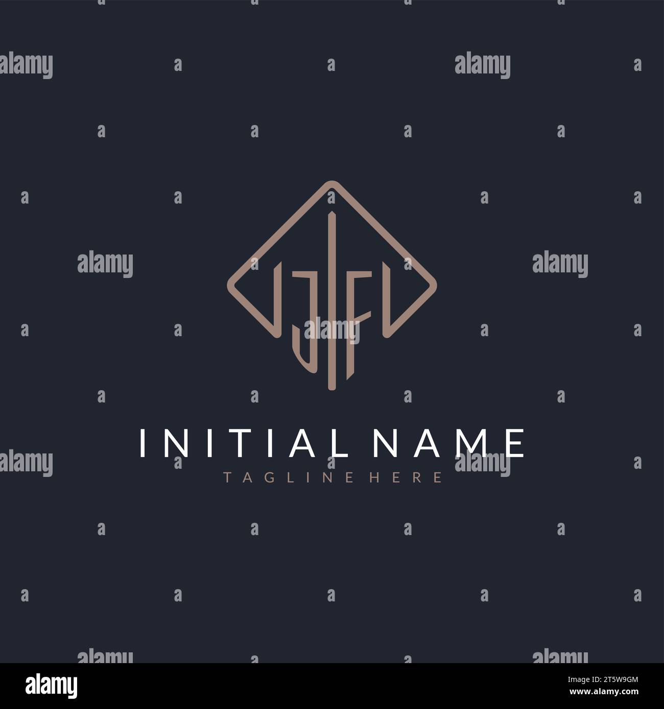 JF initial logo with curved rectangle style design ideas Stock Vector