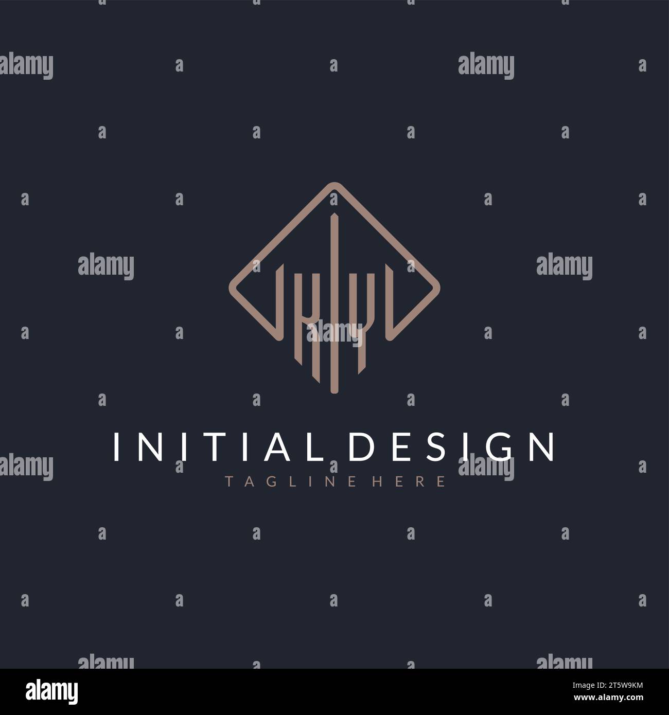 KY initial logo with curved rectangle style design ideas Stock Vector