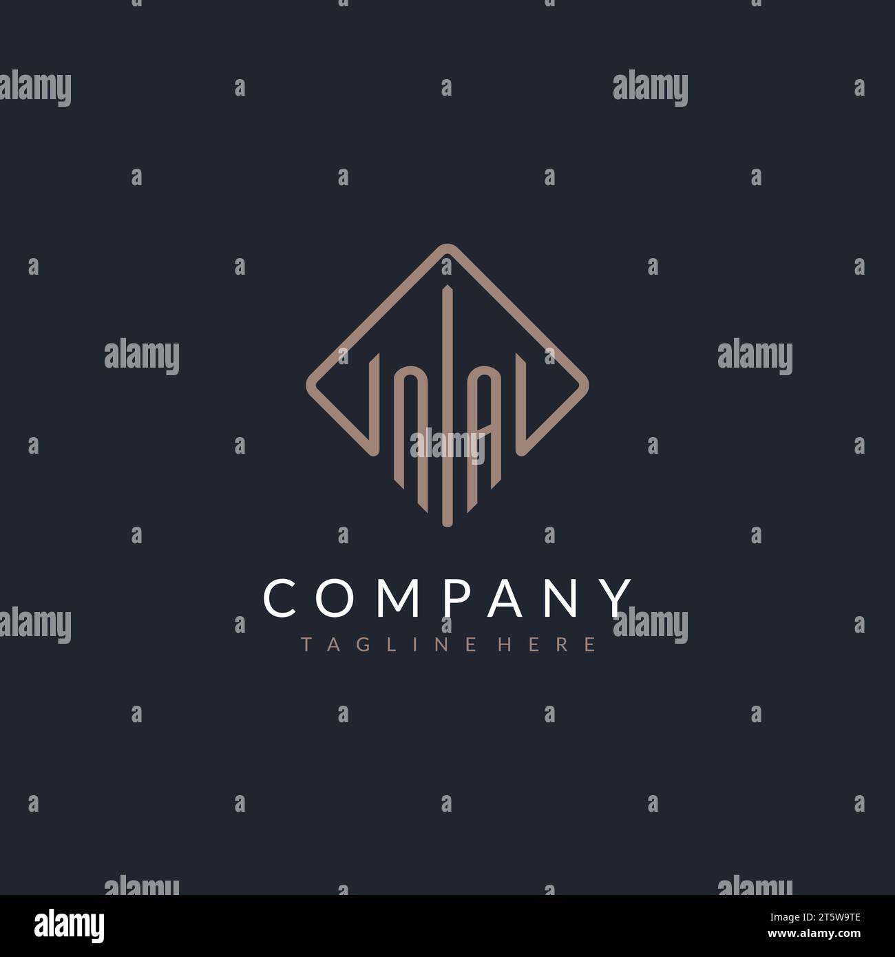 NA initial logo with curved rectangle style design ideas Stock Vector