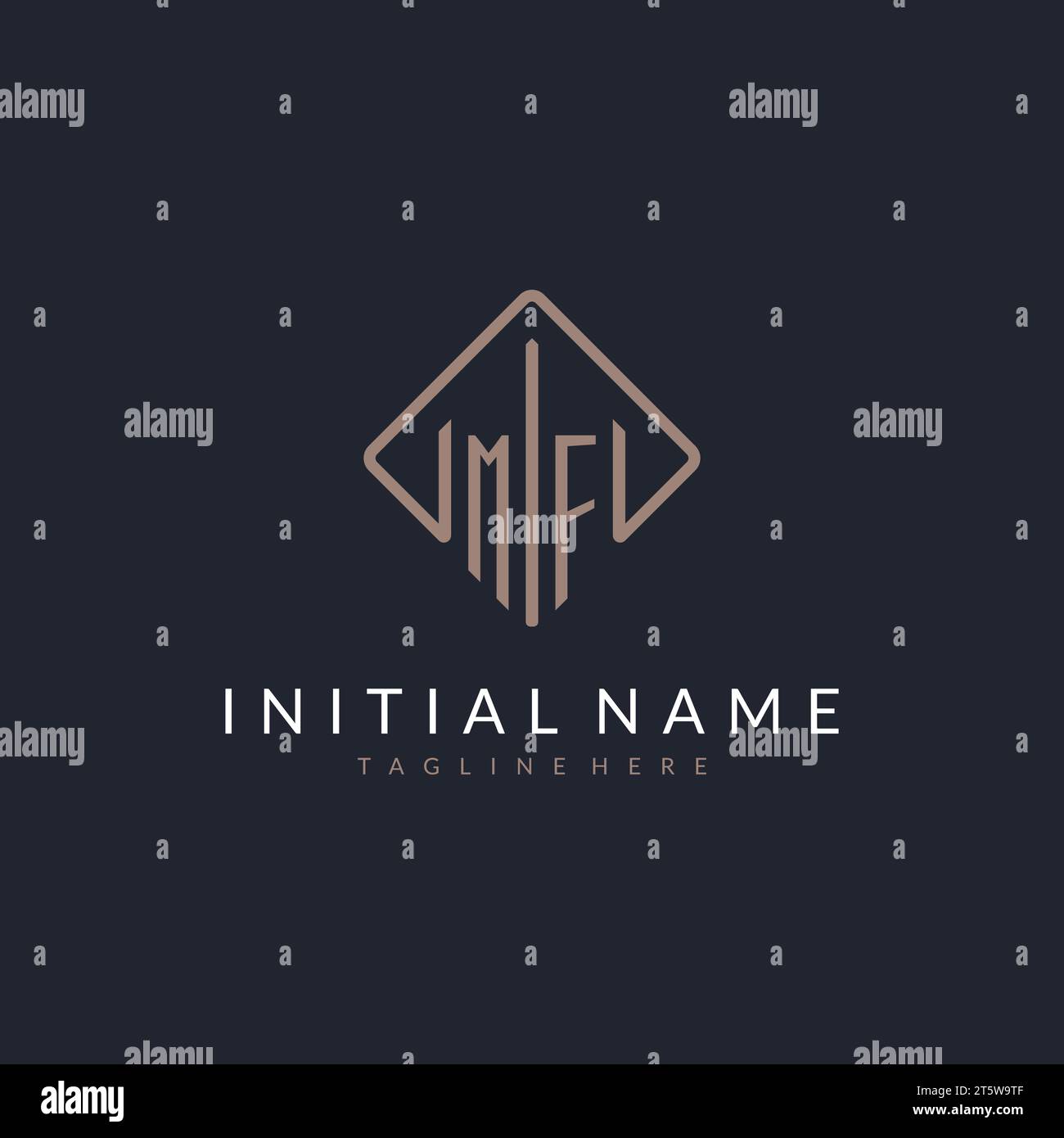 MF initial logo with curved rectangle style design ideas Stock Vector