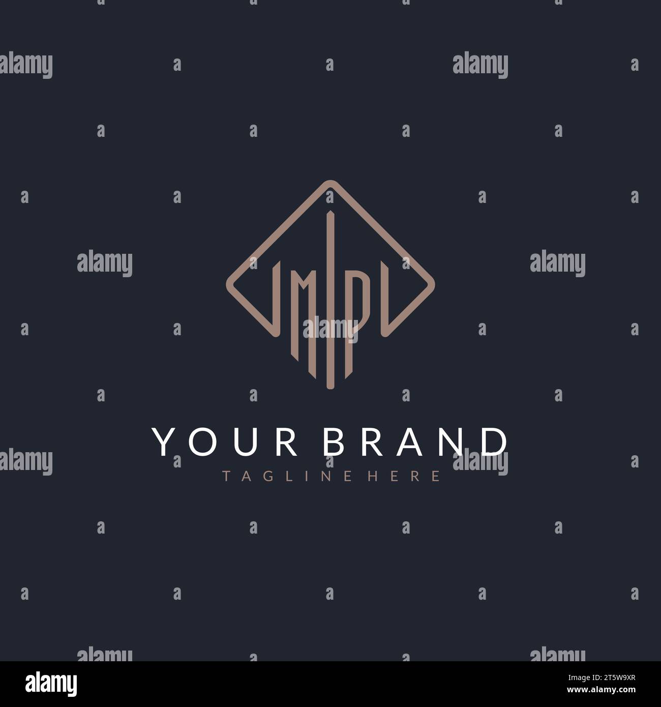 MP initial logo with curved rectangle style design ideas Stock Vector