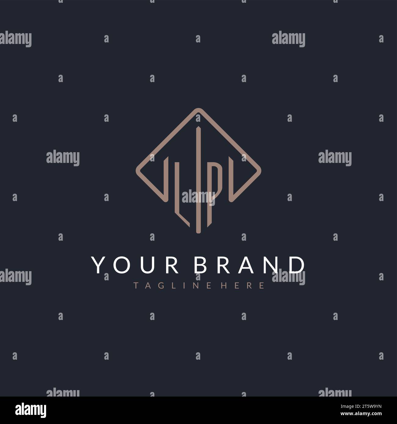 LP initial logo with curved rectangle style design ideas Stock Vector