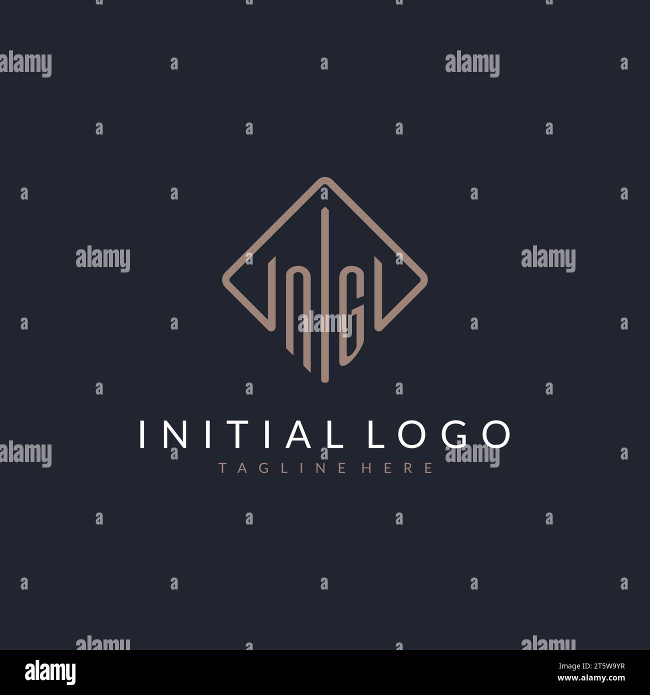 NG initial logo with curved rectangle style design ideas Stock Vector