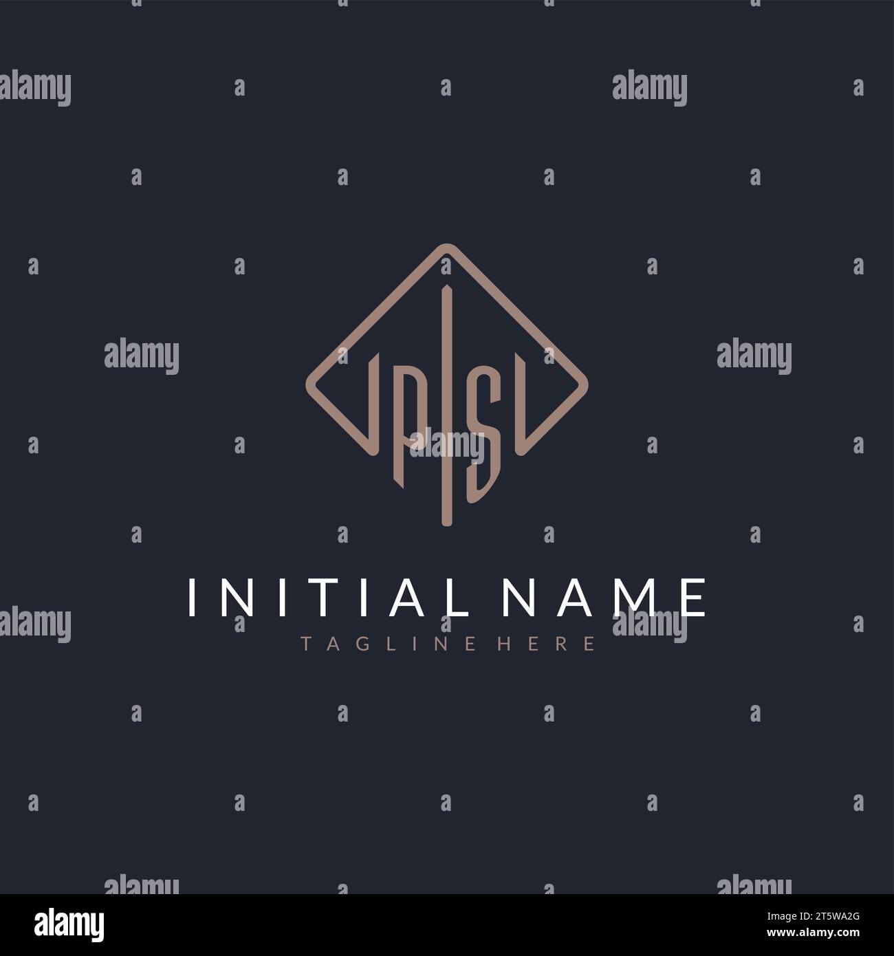 PS initial logo with curved rectangle style design ideas Stock Vector