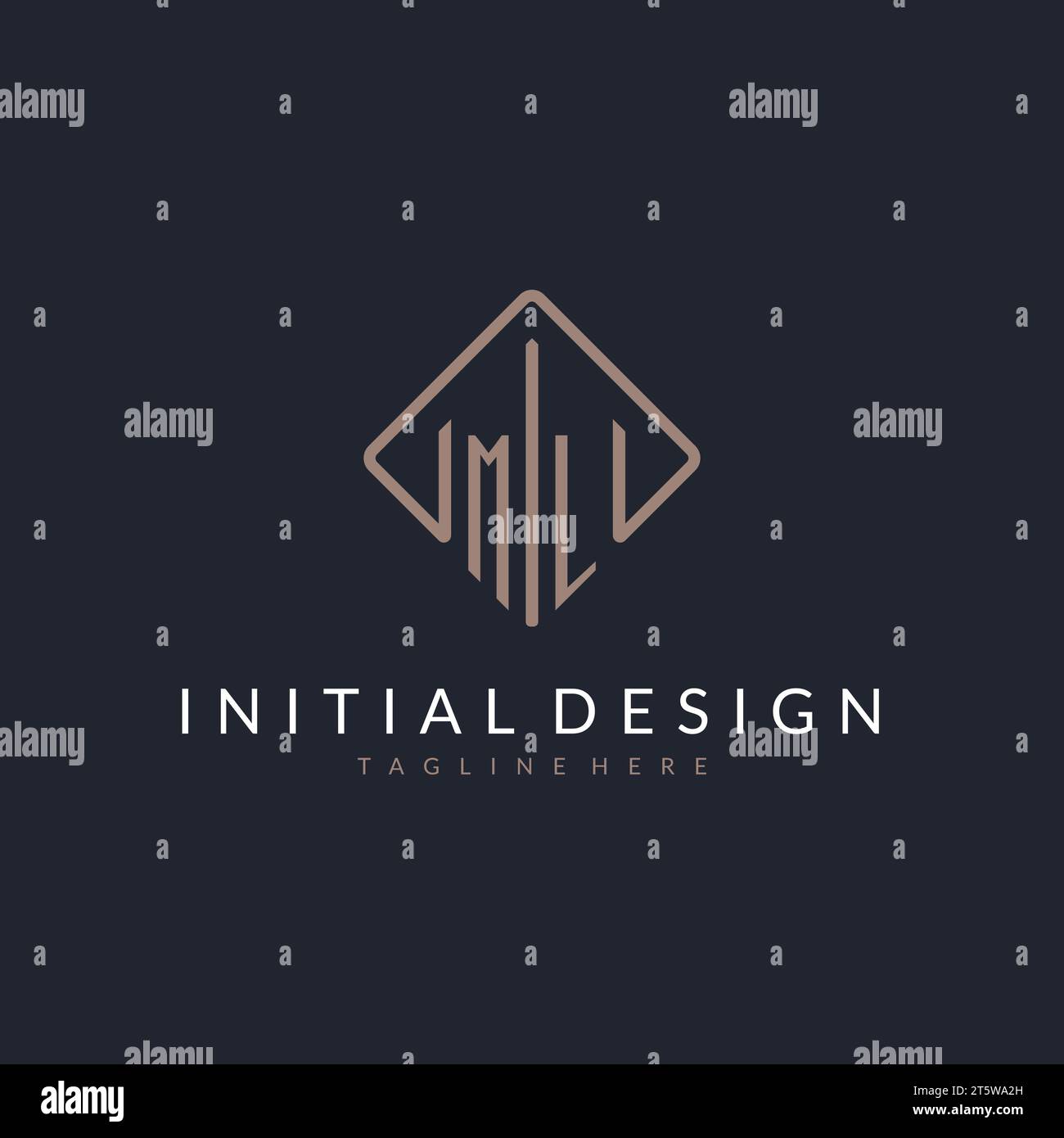 ML initial logo with curved rectangle style design ideas Stock Vector