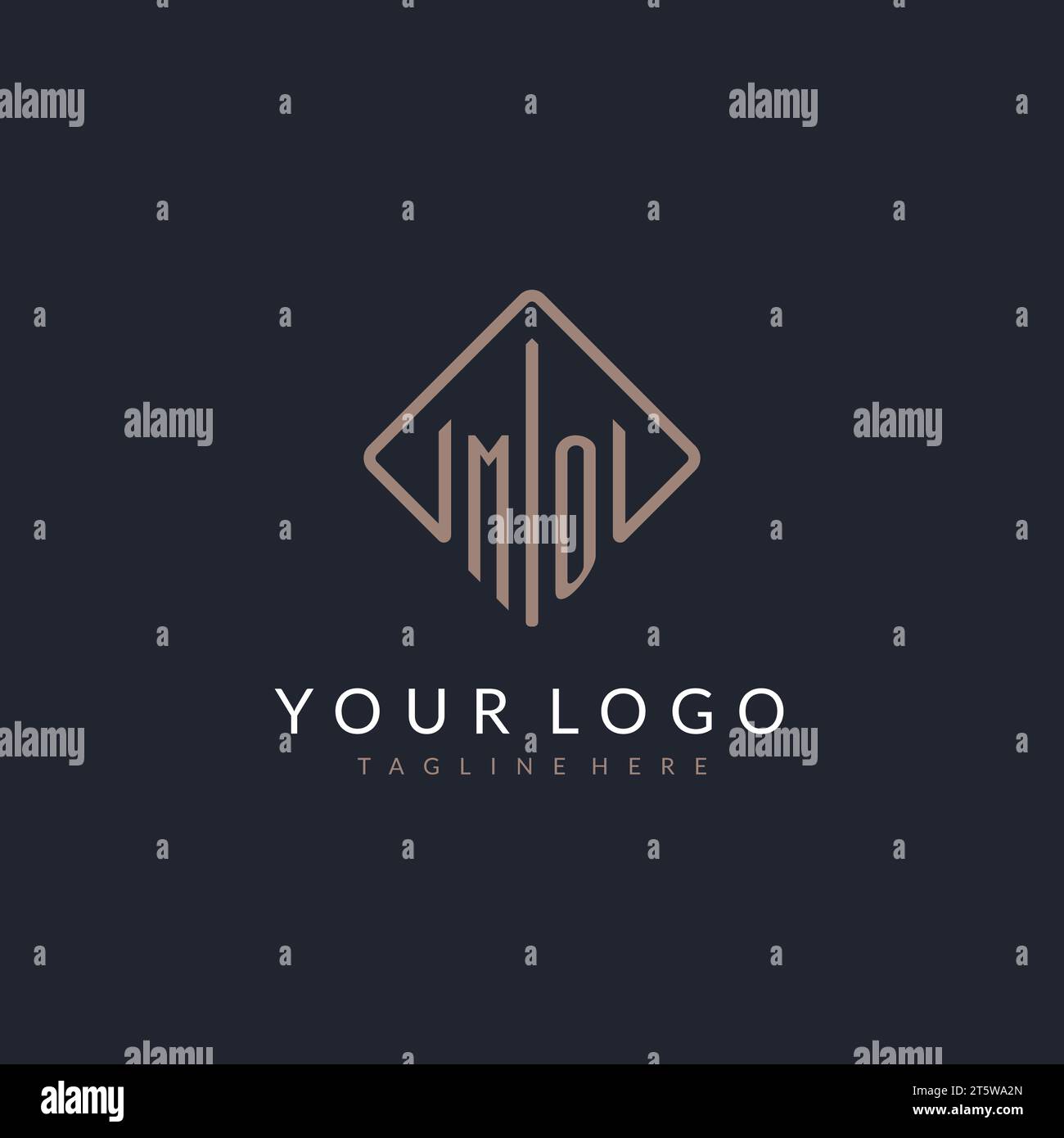 MO initial logo with curved rectangle style design ideas Stock Vector