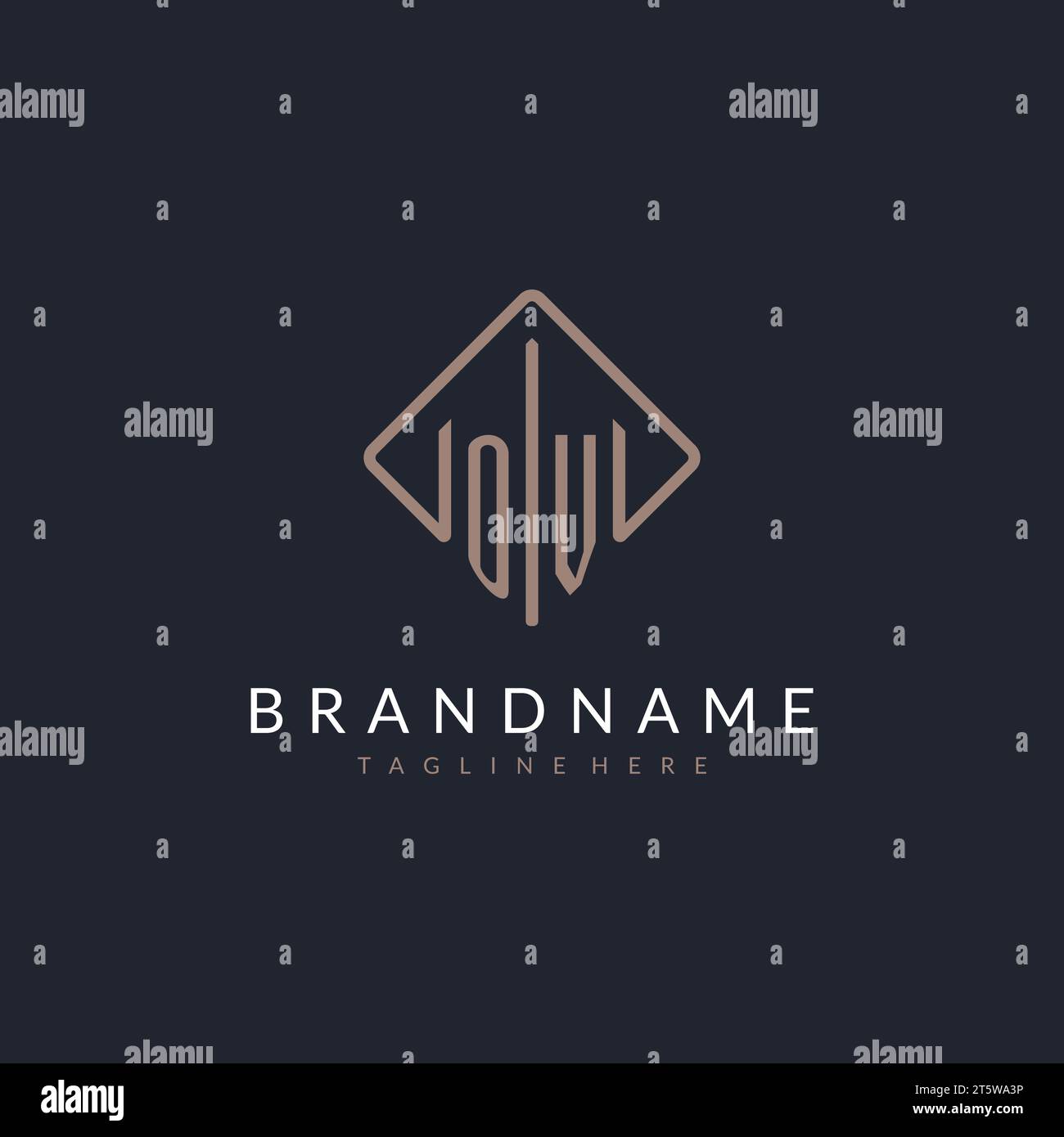 OV initial logo with curved rectangle style design ideas Stock Vector