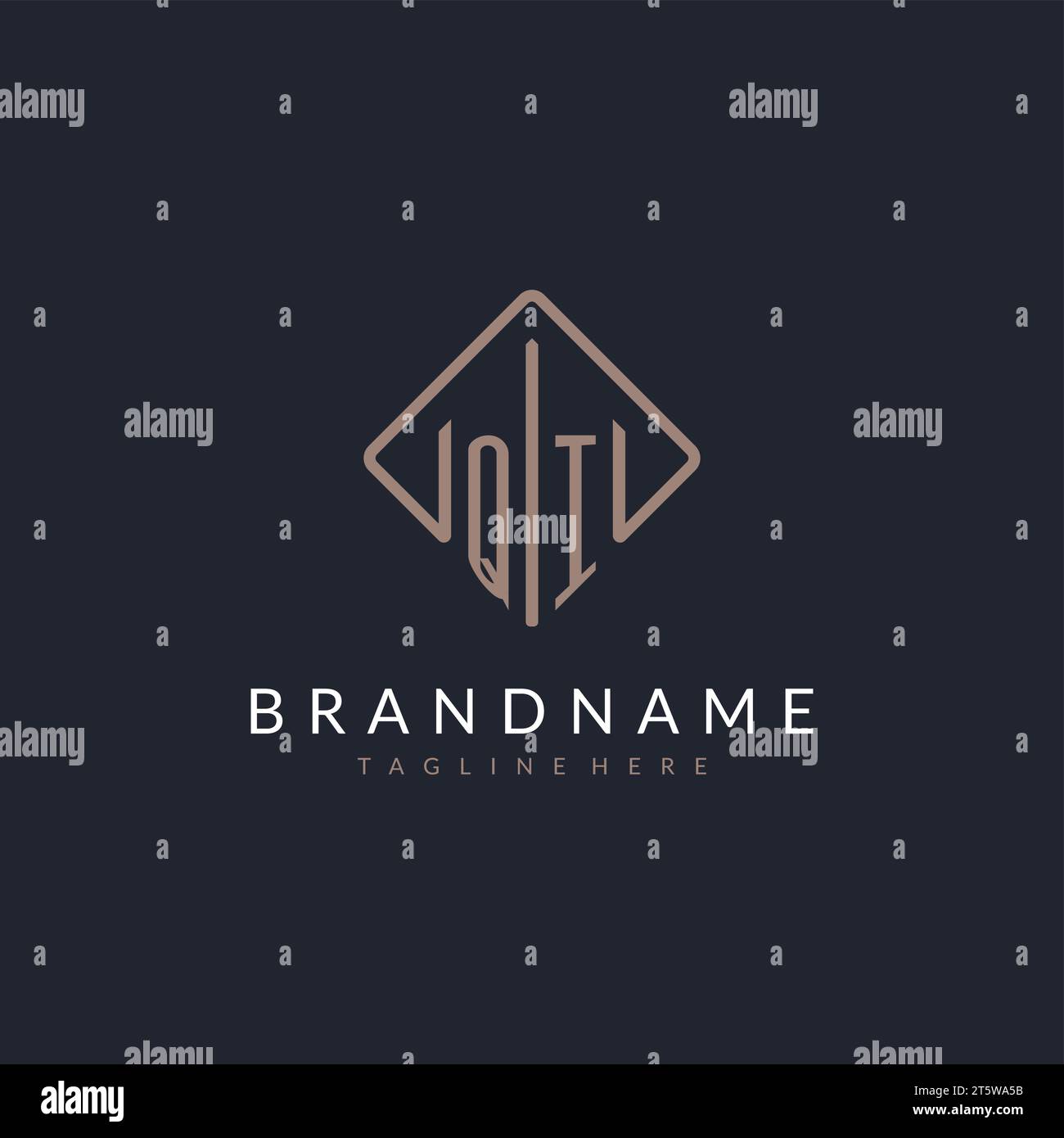 QI initial logo with curved rectangle style design ideas Stock Vector