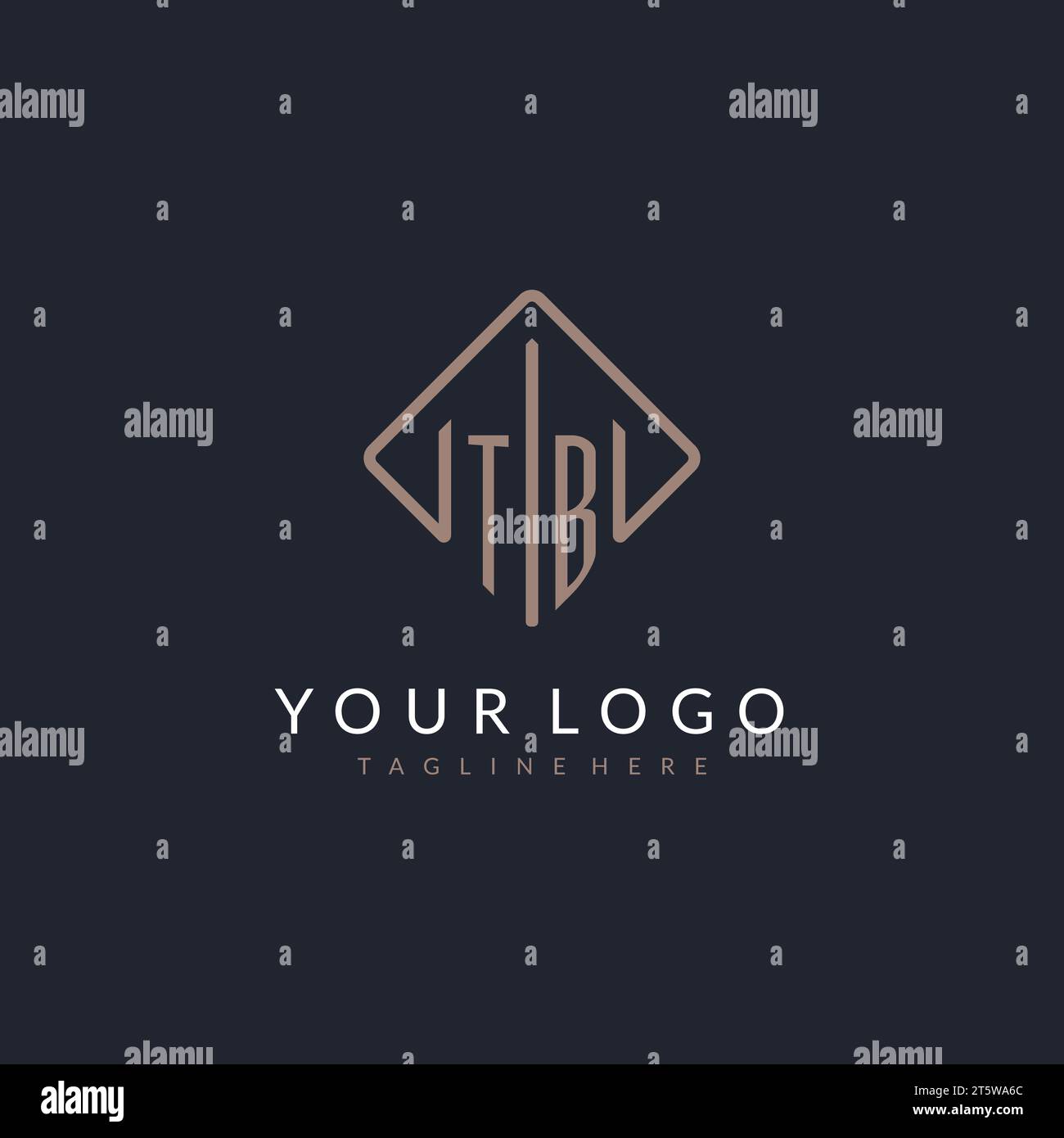 TB initial logo with curved rectangle style design ideas Stock Vector