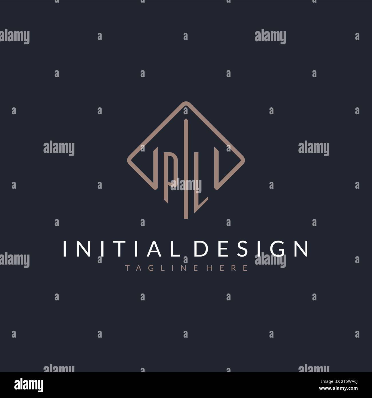 PL initial logo with curved rectangle style design ideas Stock Vector