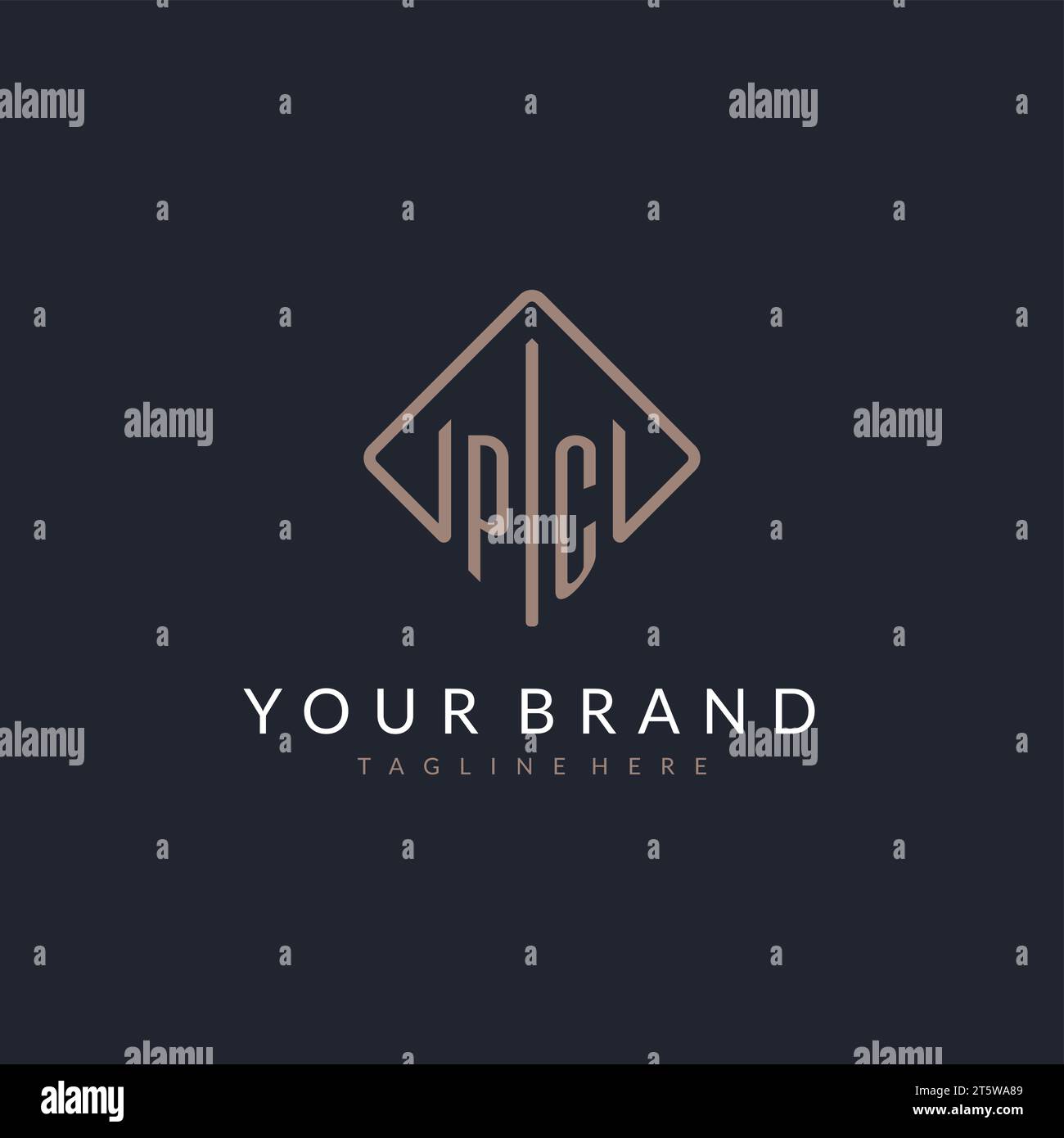 PC initial logo with curved rectangle style design ideas Stock Vector