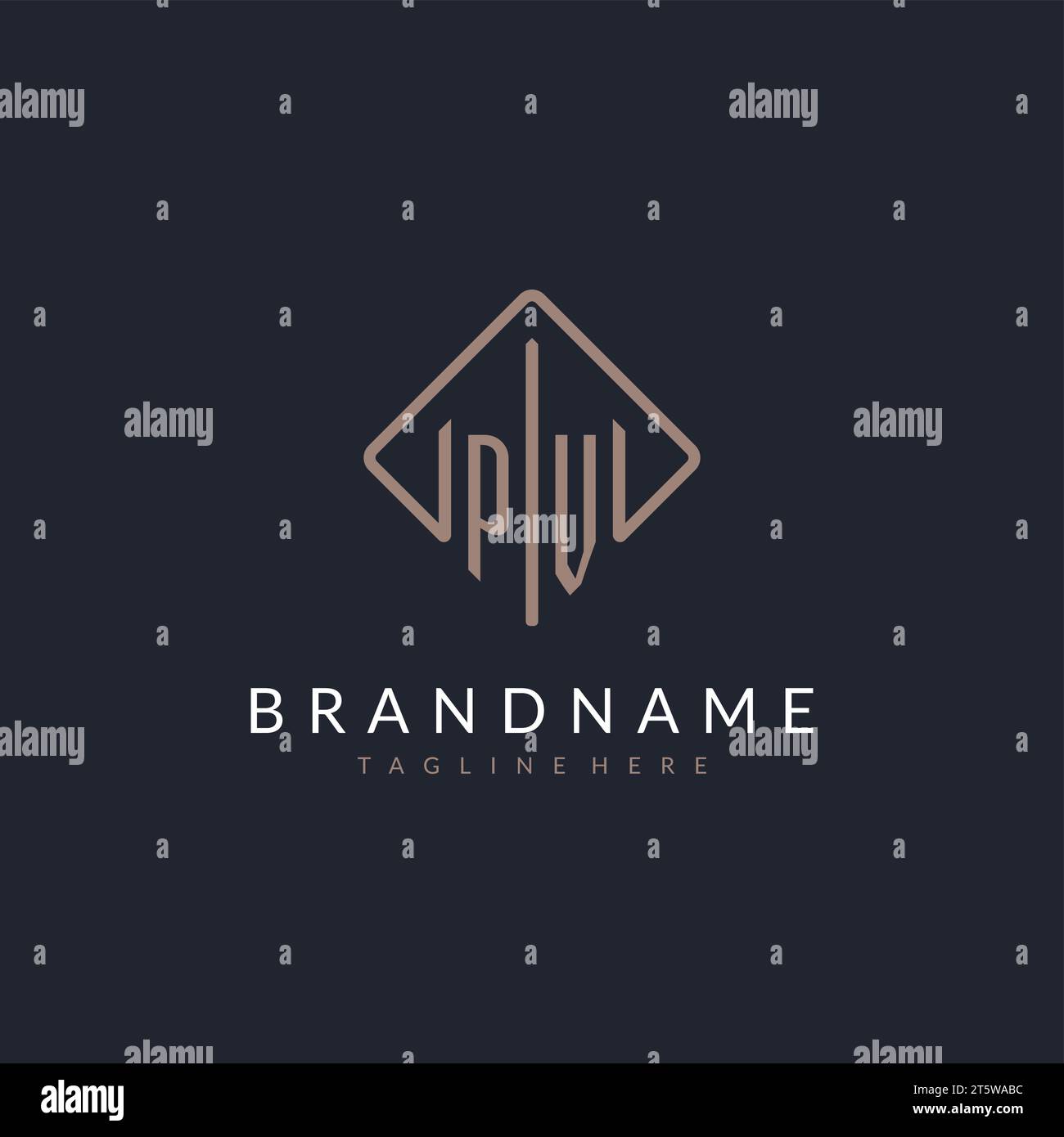 PV initial logo with curved rectangle style design ideas Stock Vector