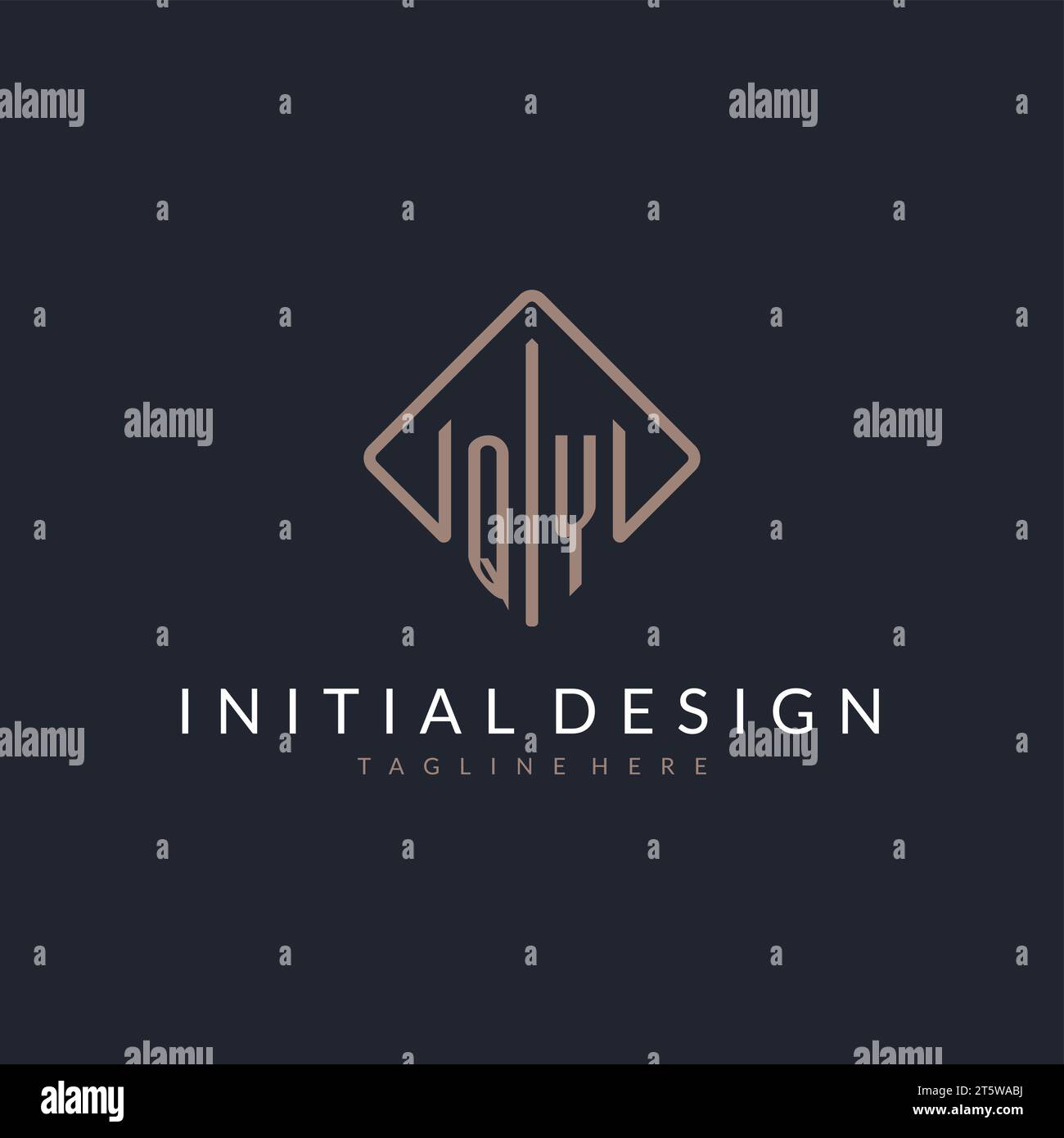 QY initial logo with curved rectangle style design ideas Stock Vector