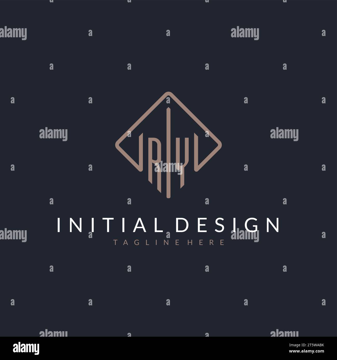 RY initial logo with curved rectangle style design ideas Stock Vector