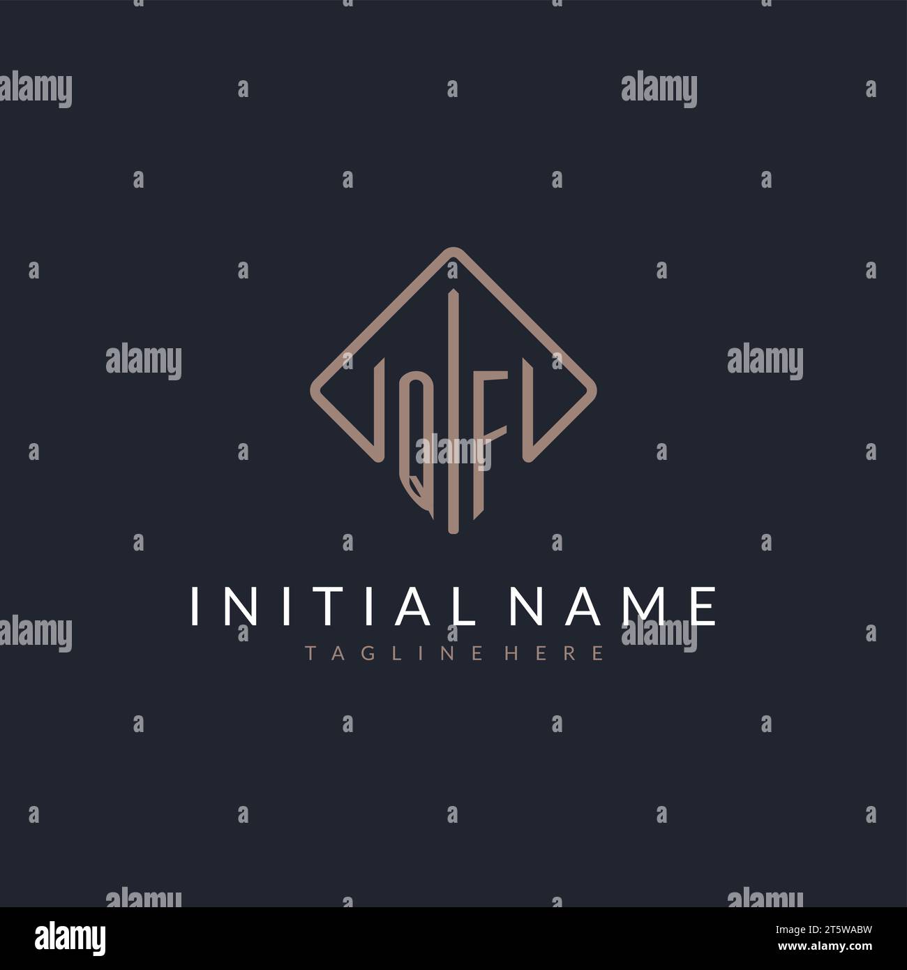 QF initial logo with curved rectangle style design ideas Stock Vector