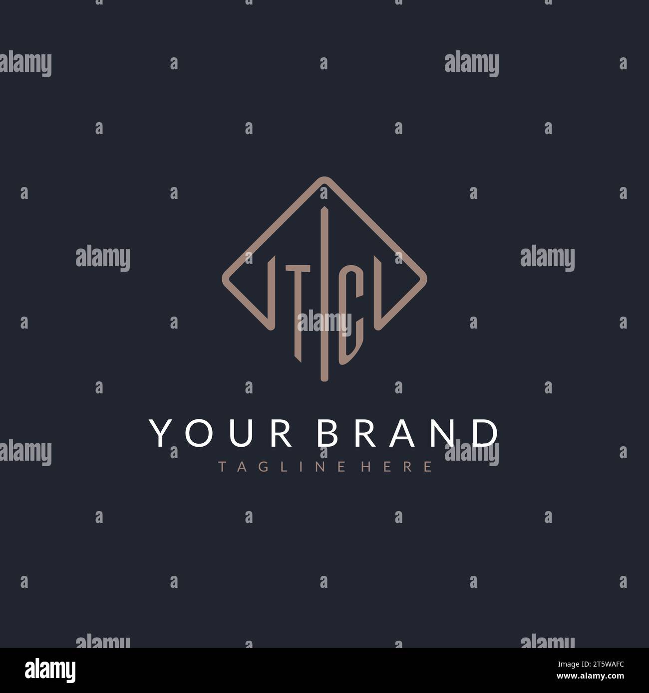 TC initial logo with curved rectangle style design ideas Stock Vector