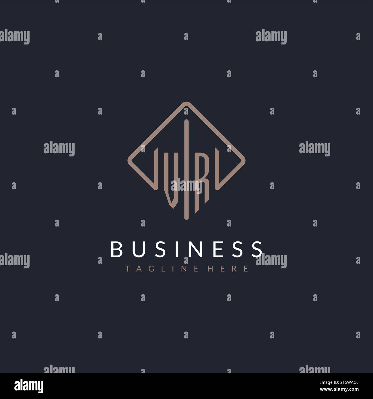 VR initial logo with curved rectangle style design ideas Stock Vector