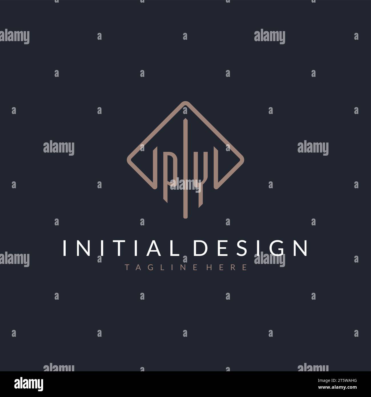 PY initial logo with curved rectangle style design ideas Stock Vector