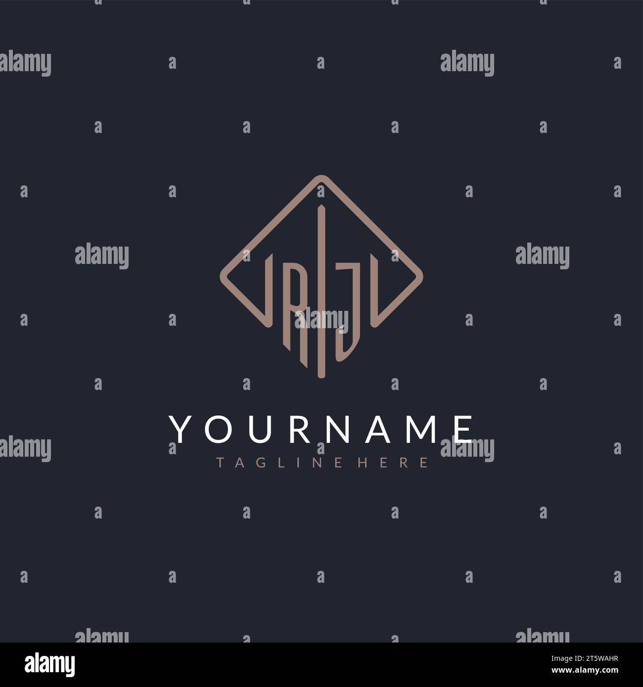 RJ initial logo with curved rectangle style design ideas Stock Vector