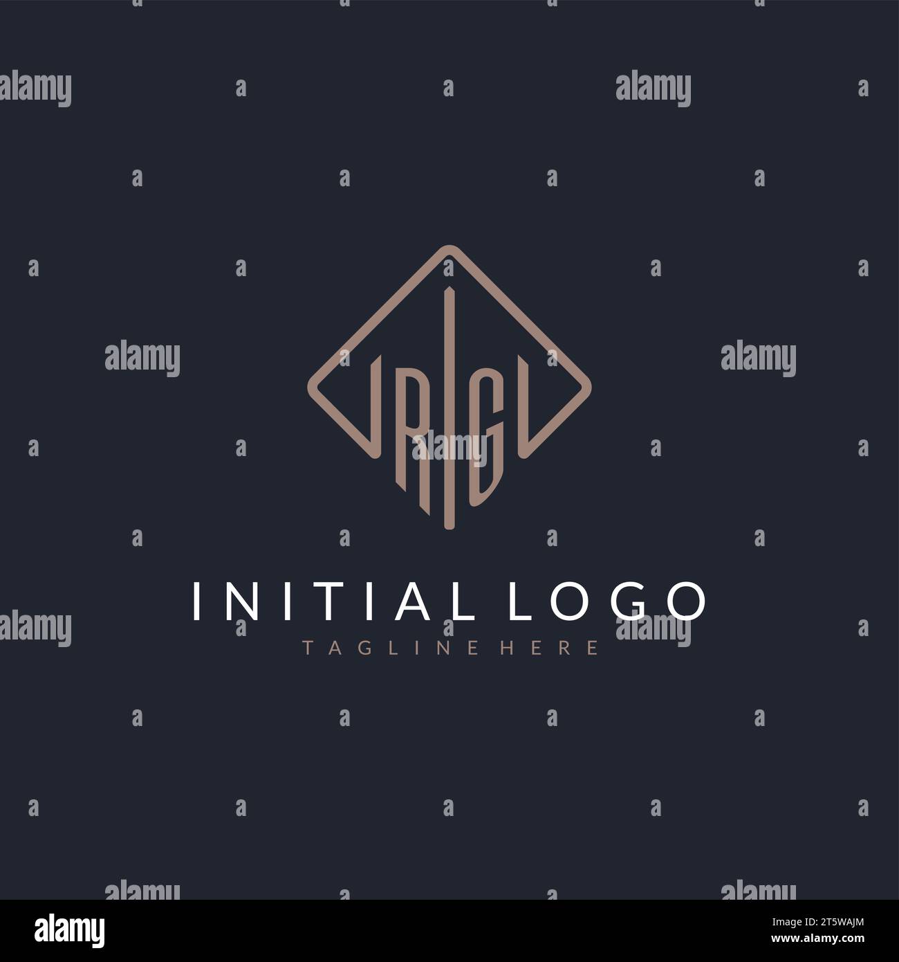 RG initial logo with curved rectangle style design ideas Stock Vector