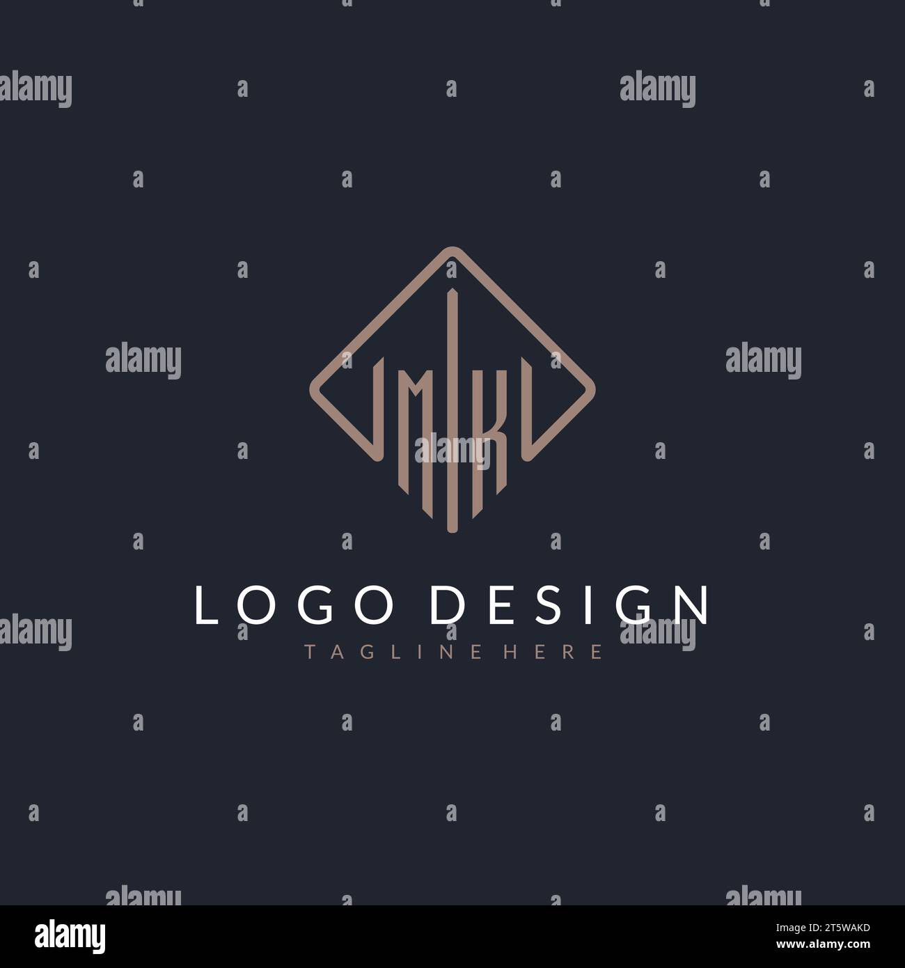 MK initial logo with curved rectangle style design ideas Stock Vector
