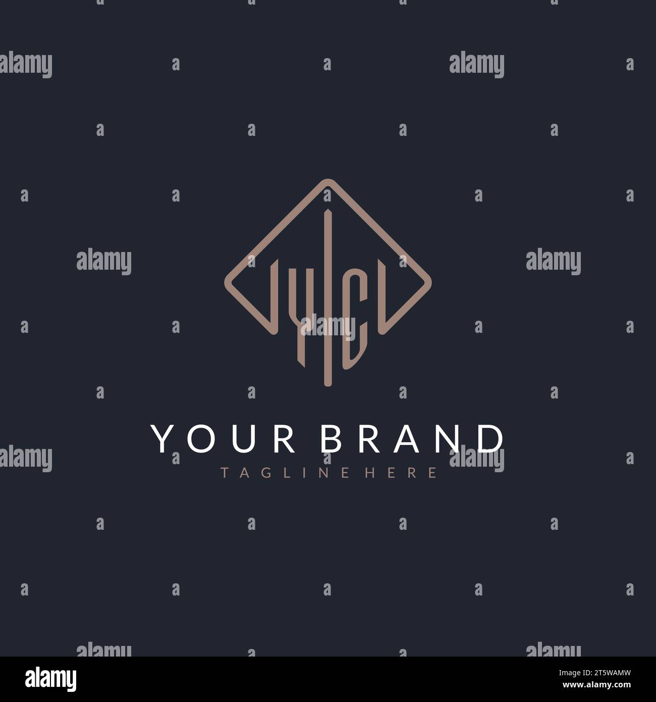 YC initial logo with curved rectangle style design ideas Stock Vector